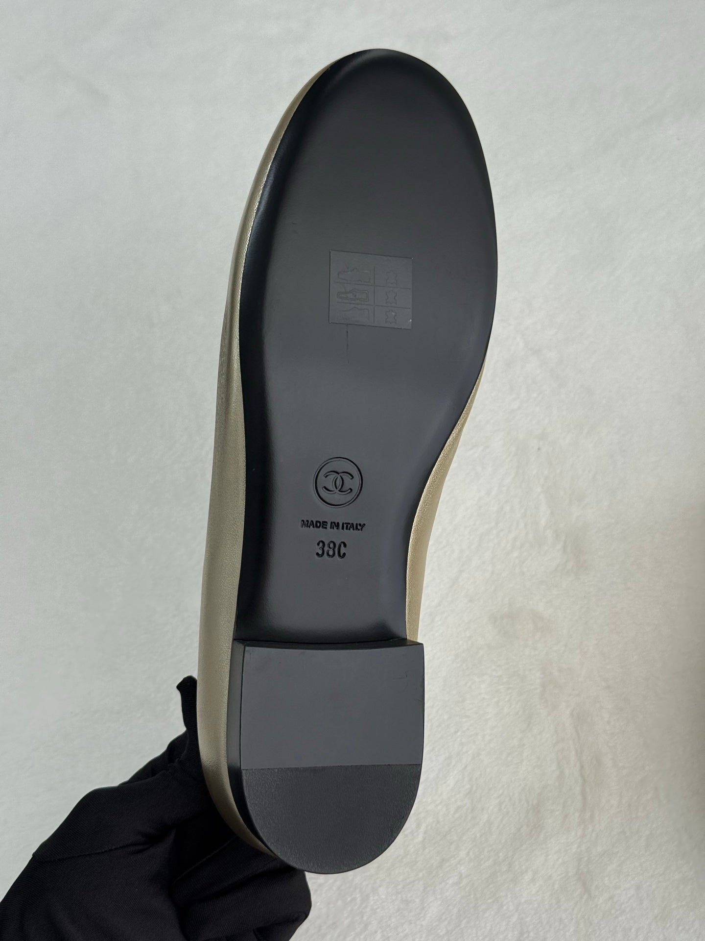 CHANEL Gold Lambskin Chain Loafers Shoes