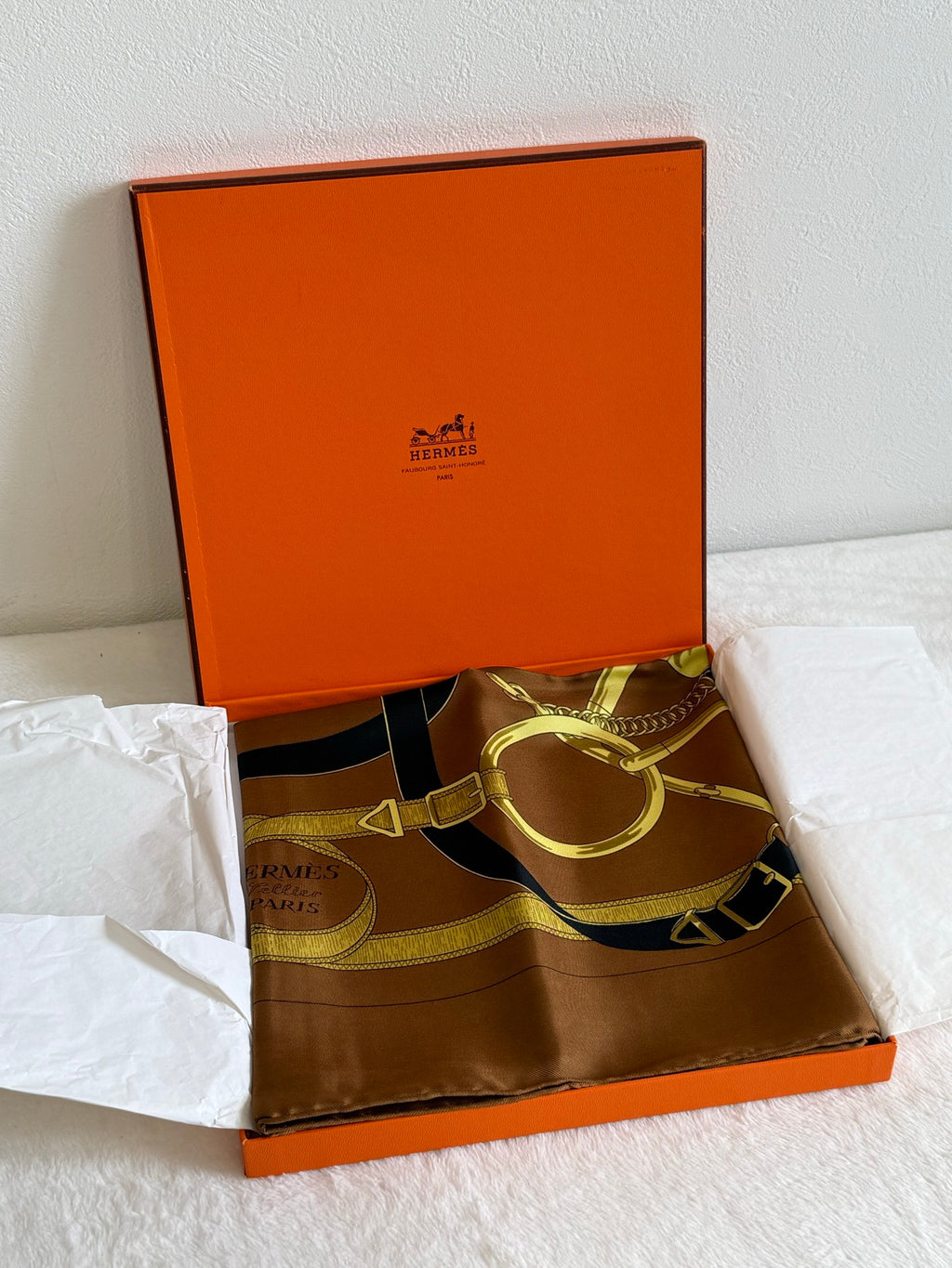 HERMES Eperon d'Or Silk Scarf 90cm