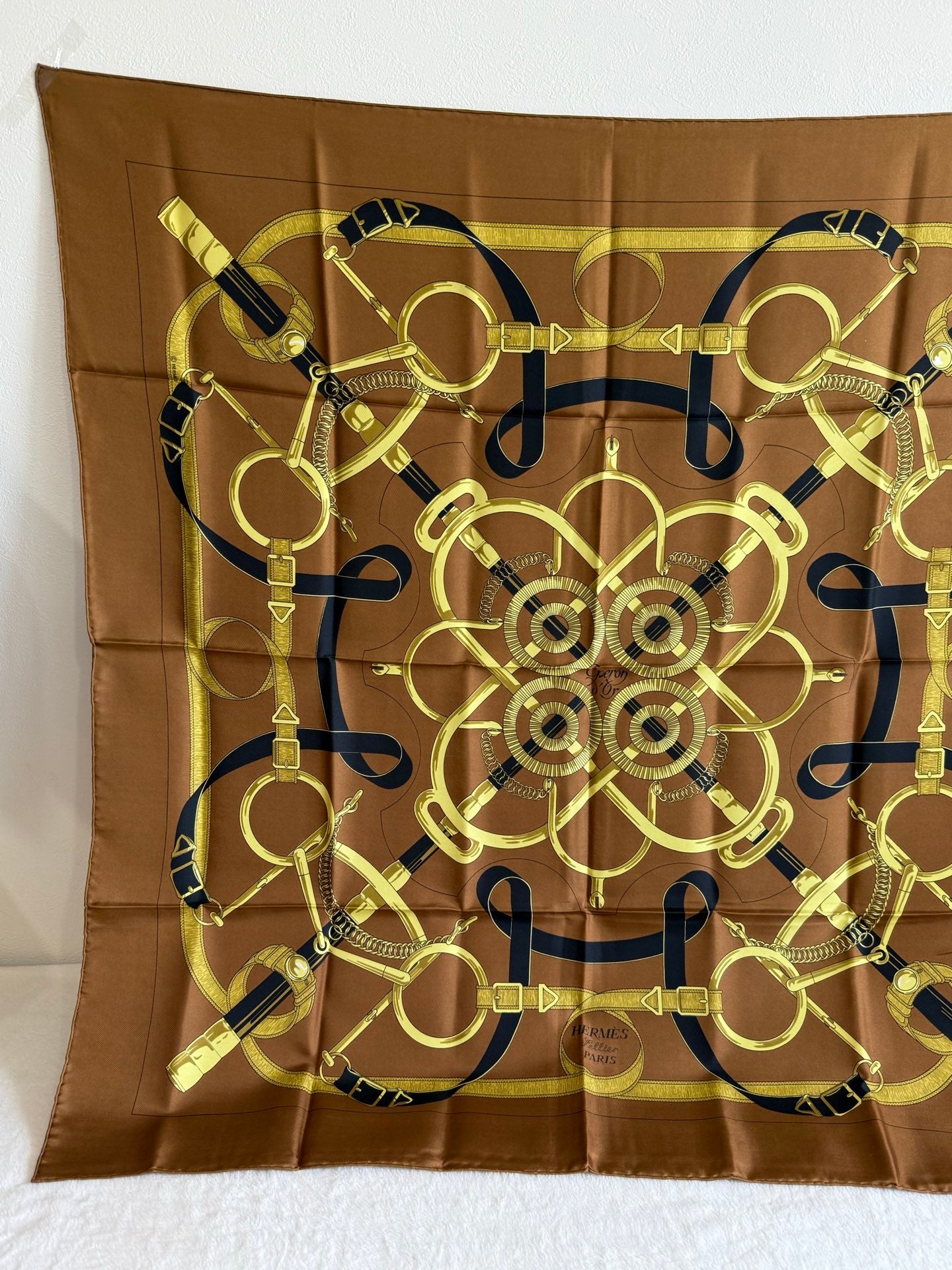 HERMES Eperon d'Or Silk Scarf 90cm