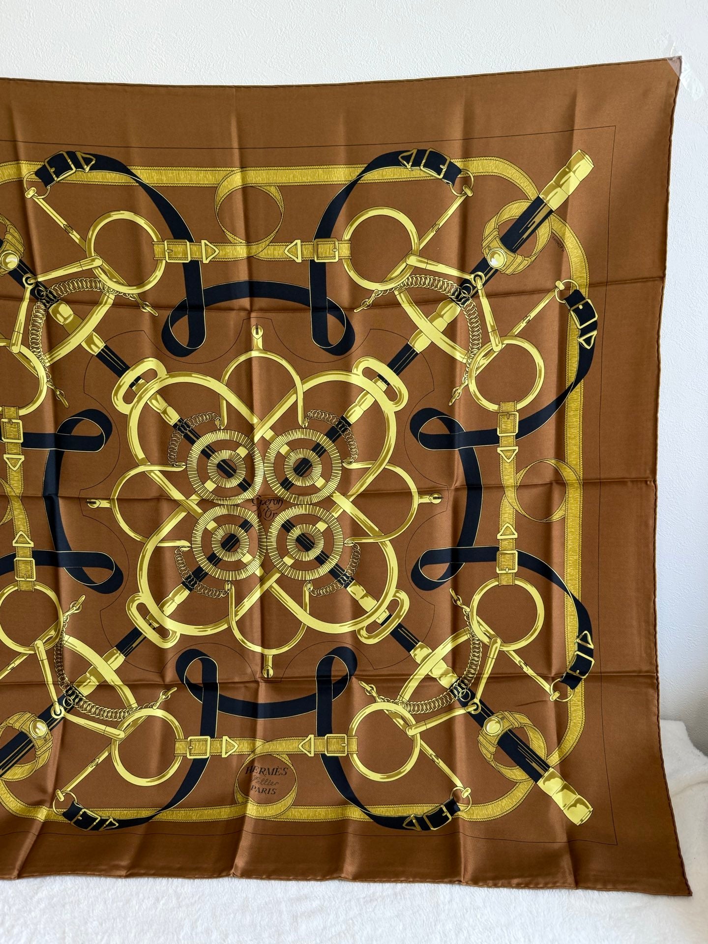 HERMES Eperon d'Or Silk Scarf 90cm