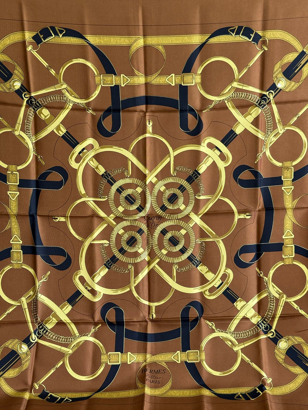 HERMES Eperon d'Or Silk Scarf 90cm