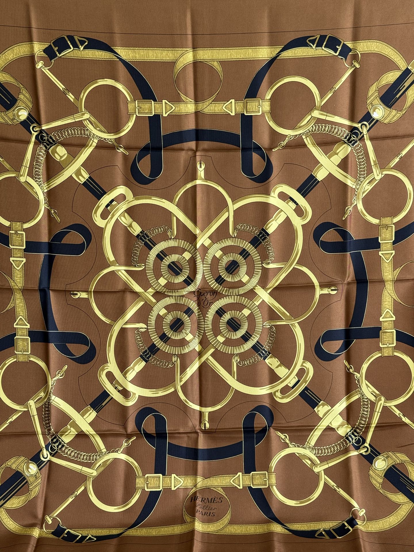 HERMES Eperon d'Or Silk Scarf 90cm
