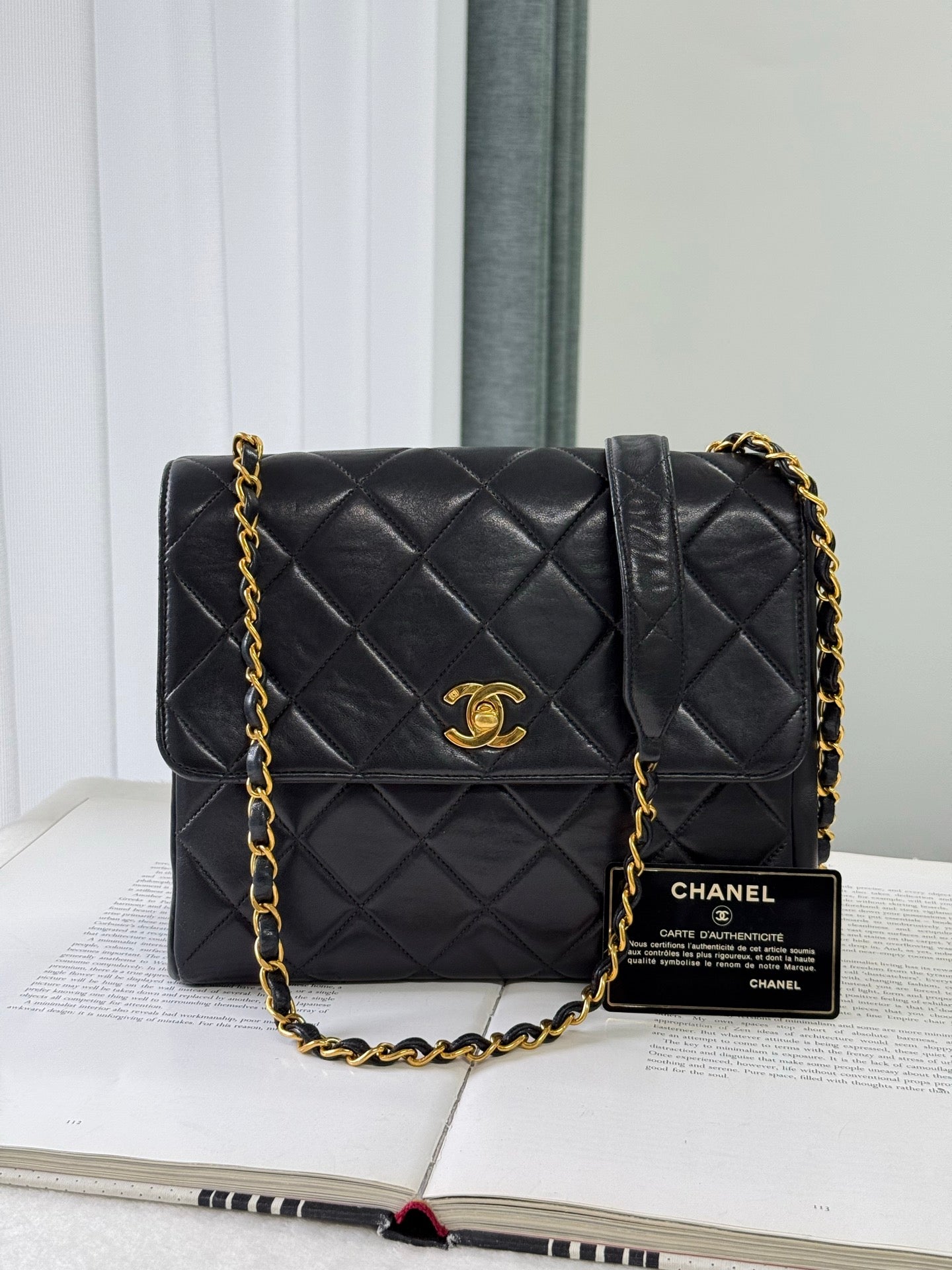 CHANEL Lambskin Straight Flap Bag 1997