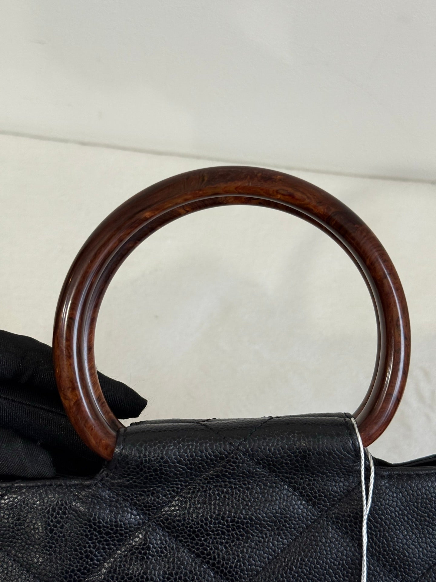 CHANEL Coco mark Cavier Wood Handle Bag