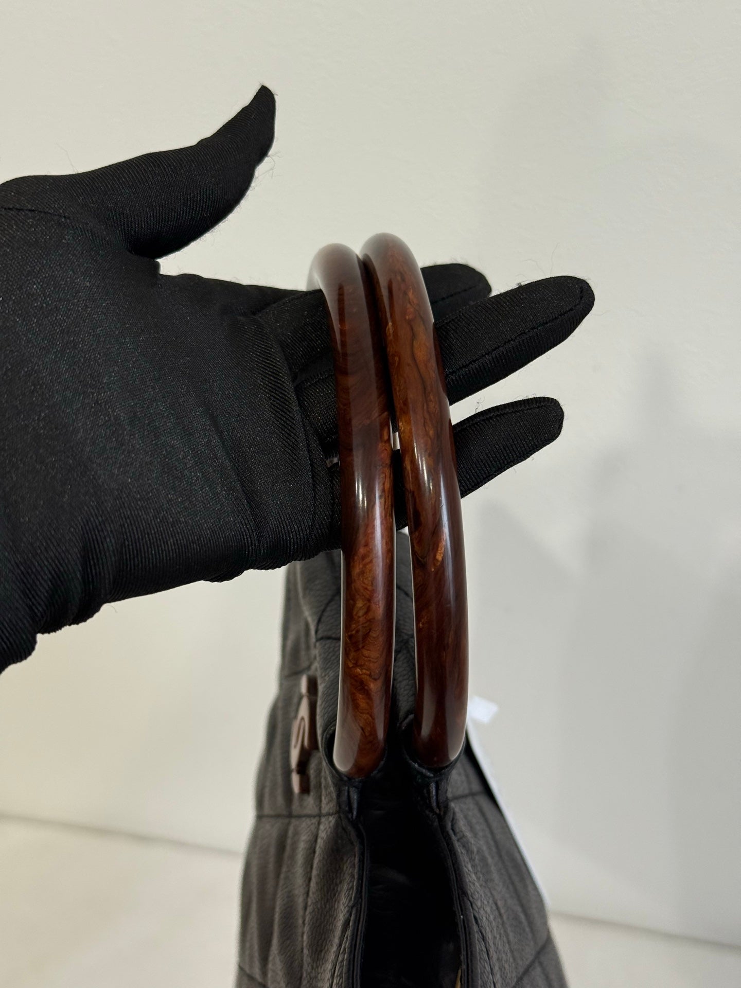 CHANEL Coco mark Cavier Wood Handle Bag