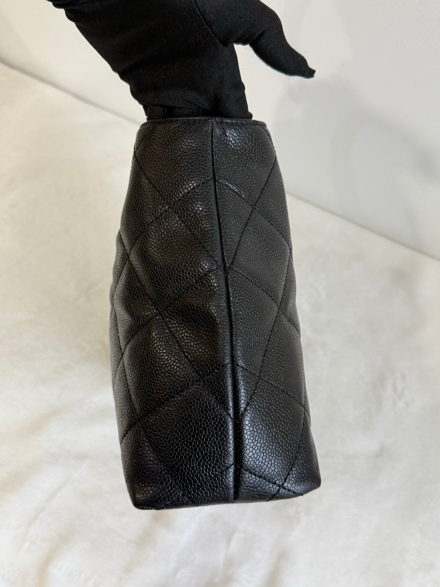 CHANEL Coco mark Cavier Wood Handle Bag