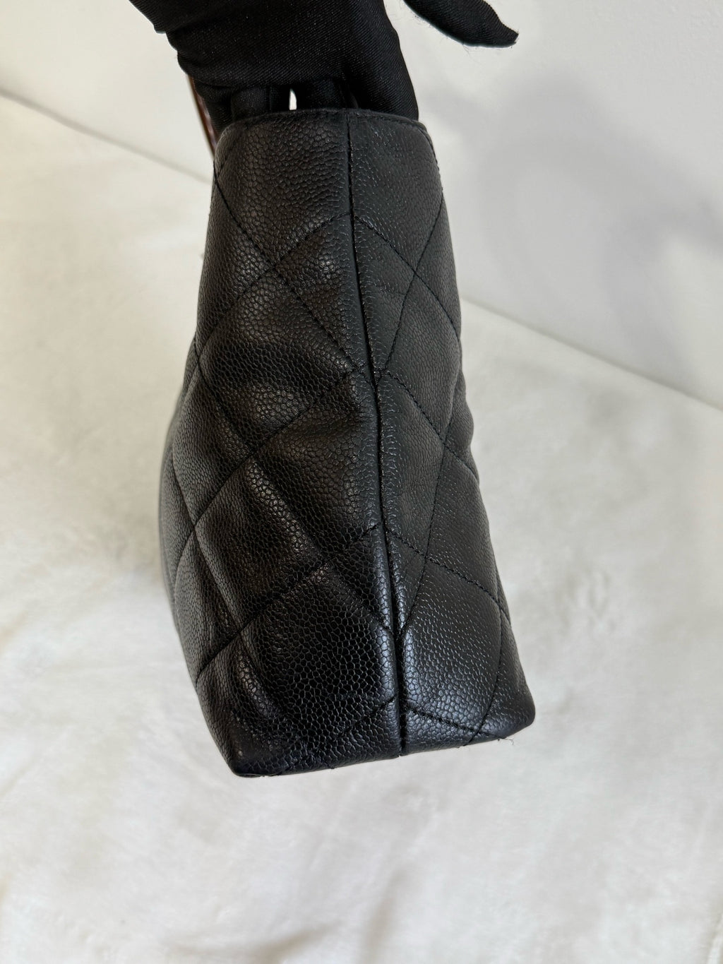 CHANEL Coco mark Cavier Wood Handle Bag