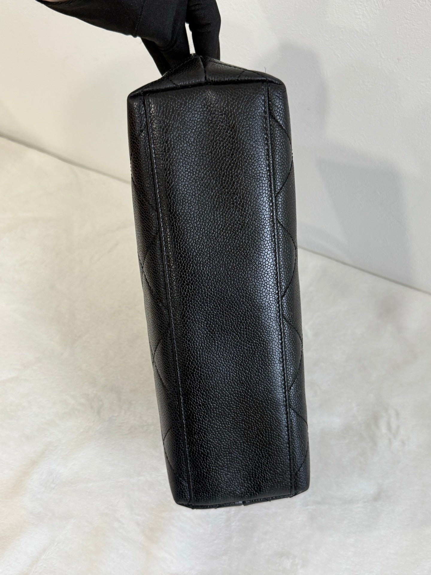 CHANEL Coco mark Cavier Wood Handle Bag