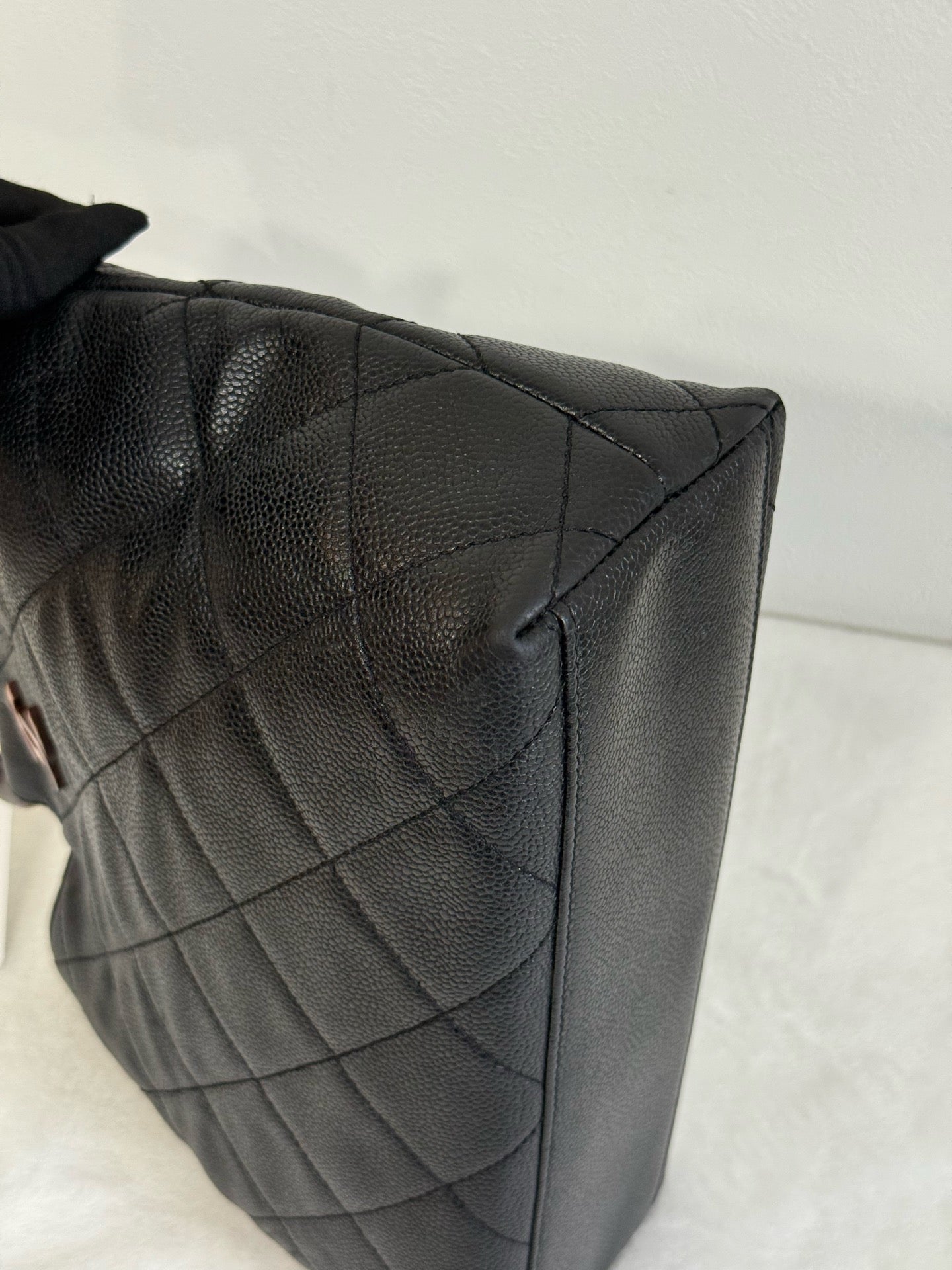CHANEL Coco mark Cavier Wood Handle Bag