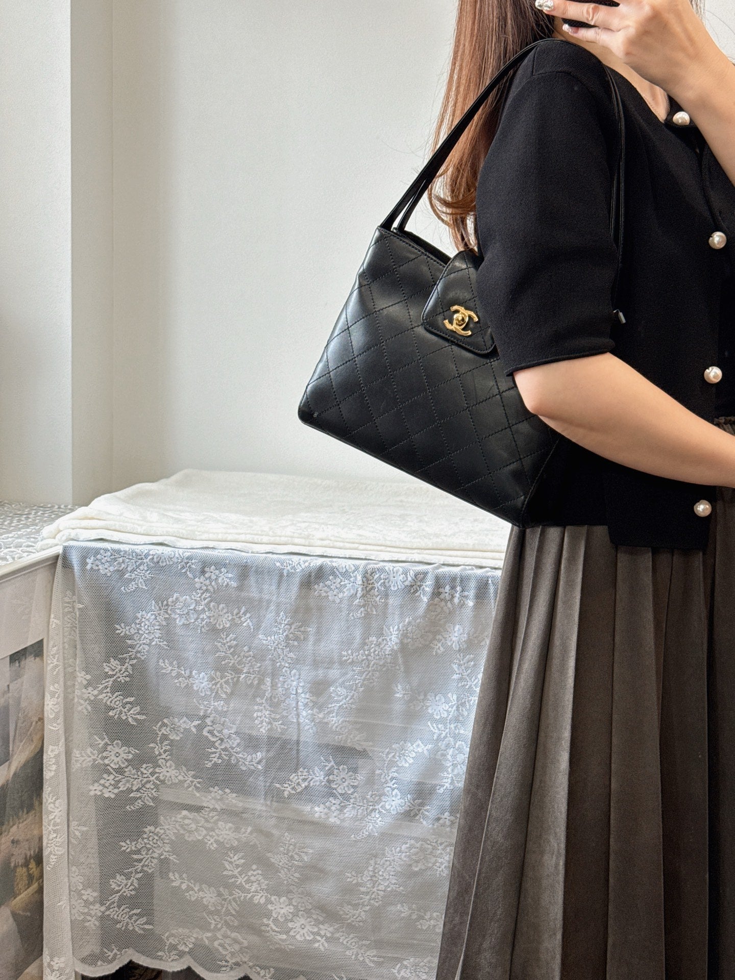 CHANEL Lambskin Handle Bag