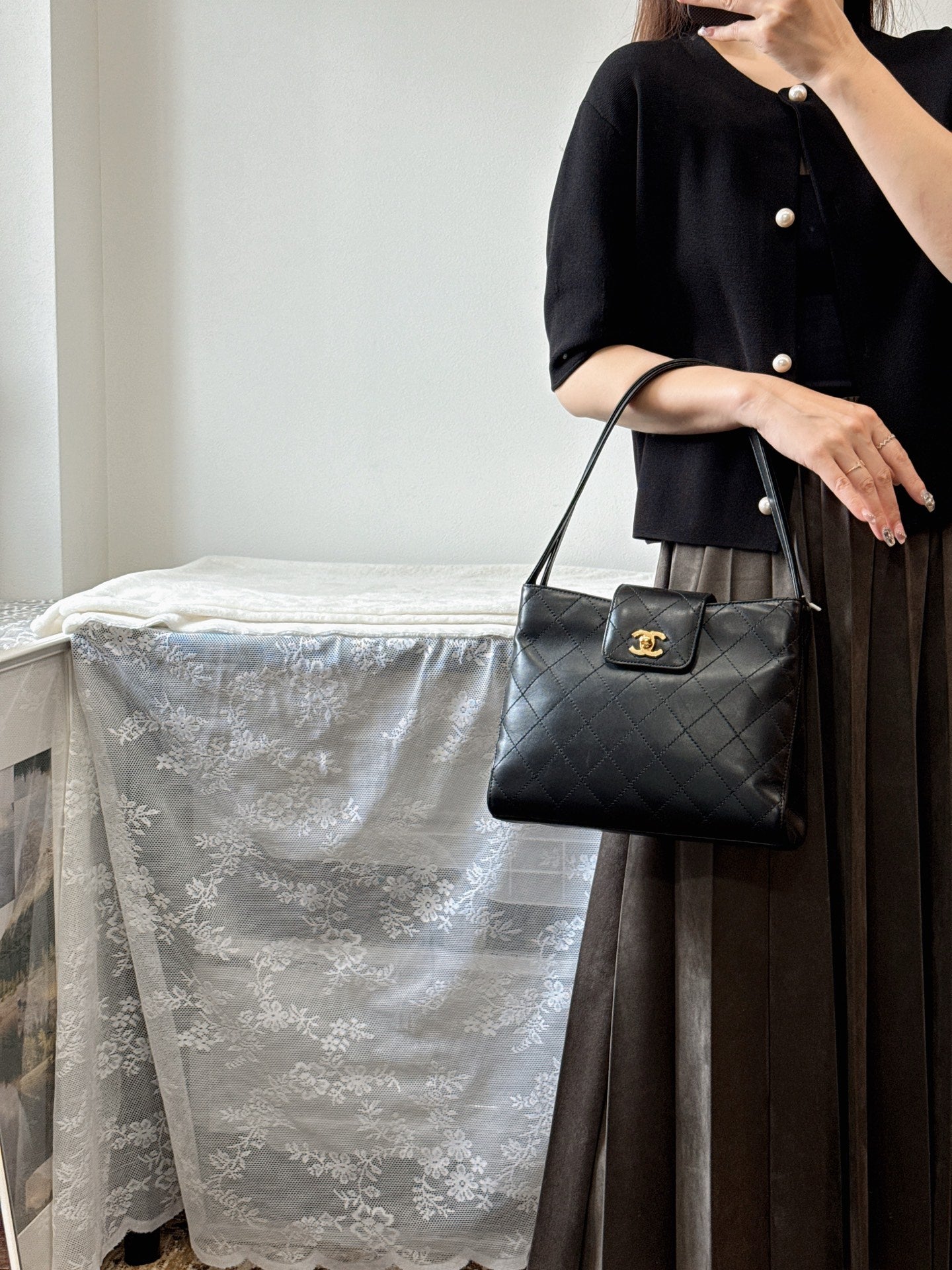 CHANEL Lambskin Handle Bag