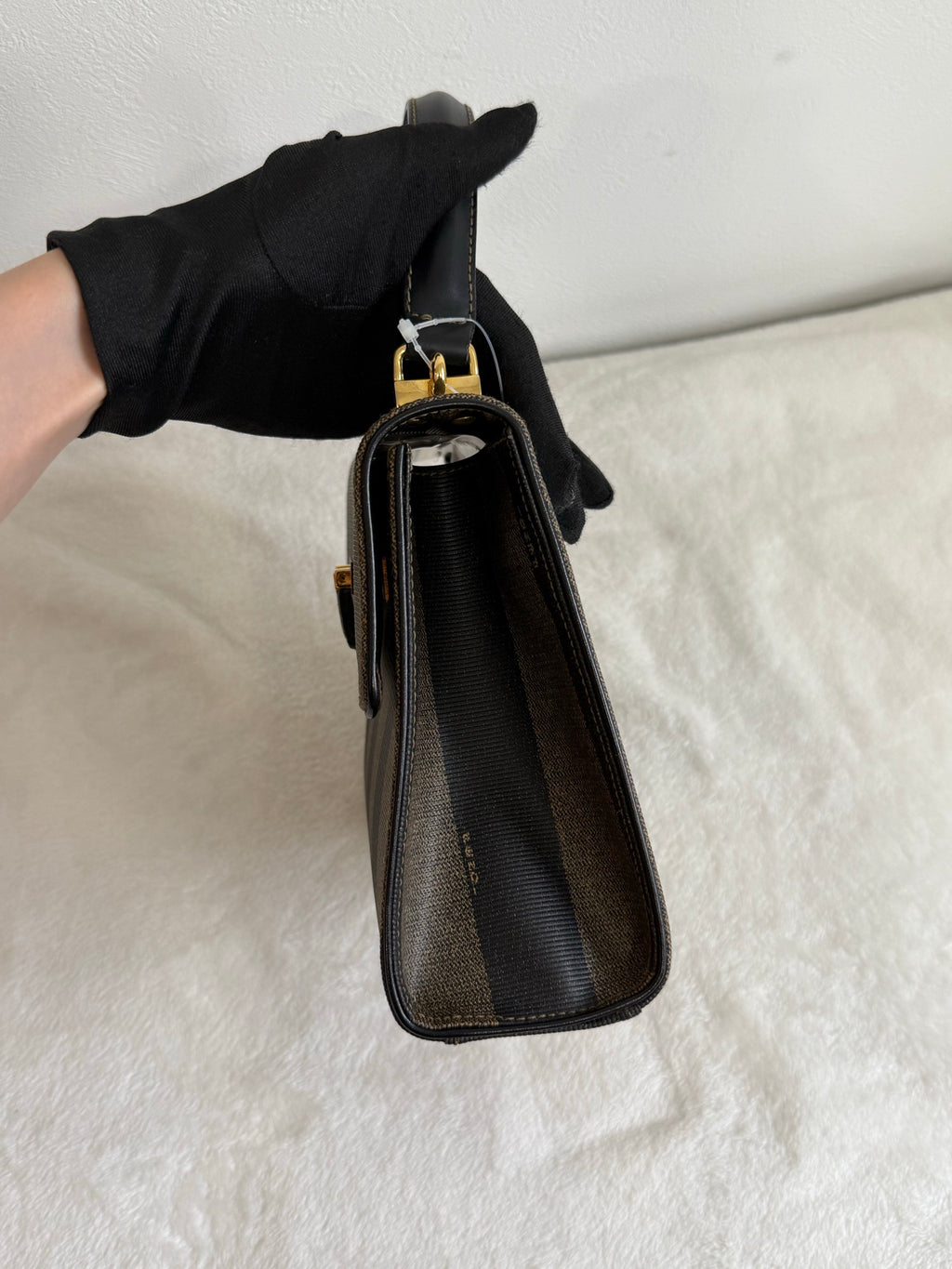FENDI  Mini Kelly Style Pequin Stripe Shoulder bag