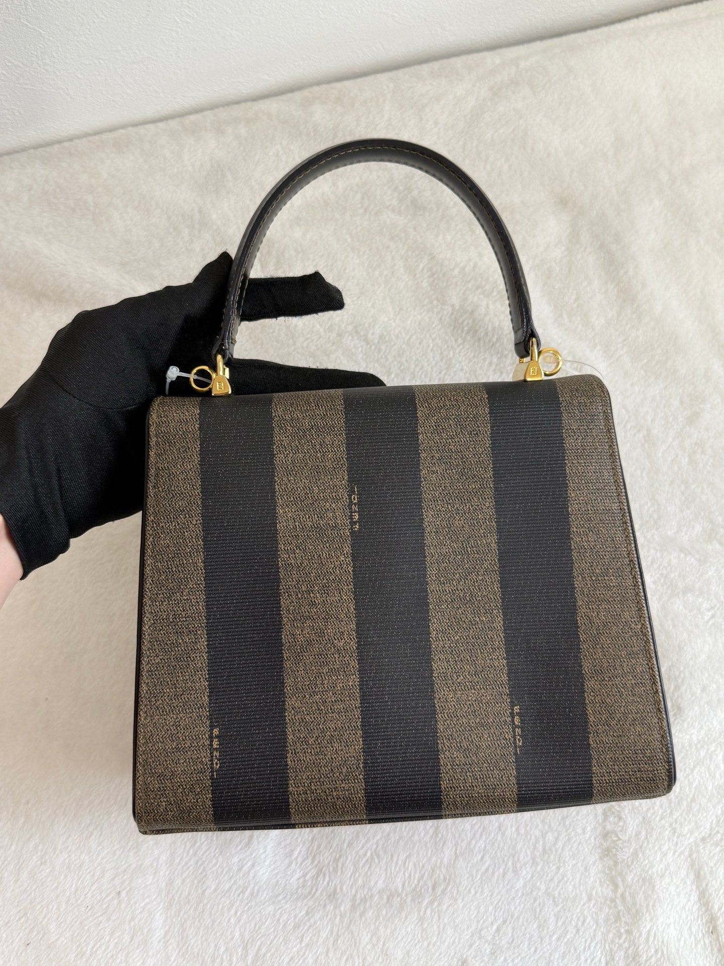 FENDI  Mini Kelly Style Pequin Stripe Shoulder bag