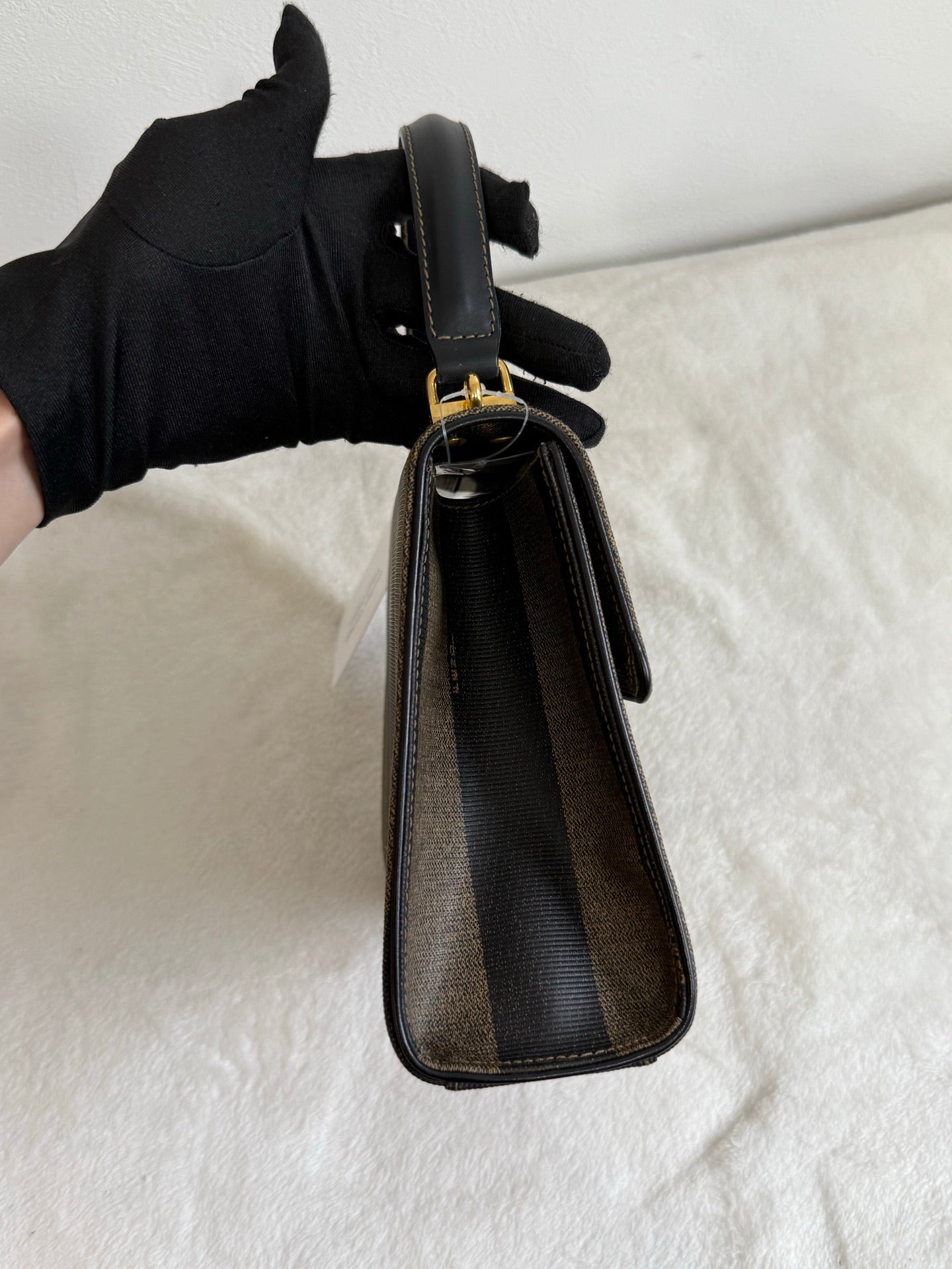 FENDI  Mini Kelly Style Pequin Stripe Shoulder bag