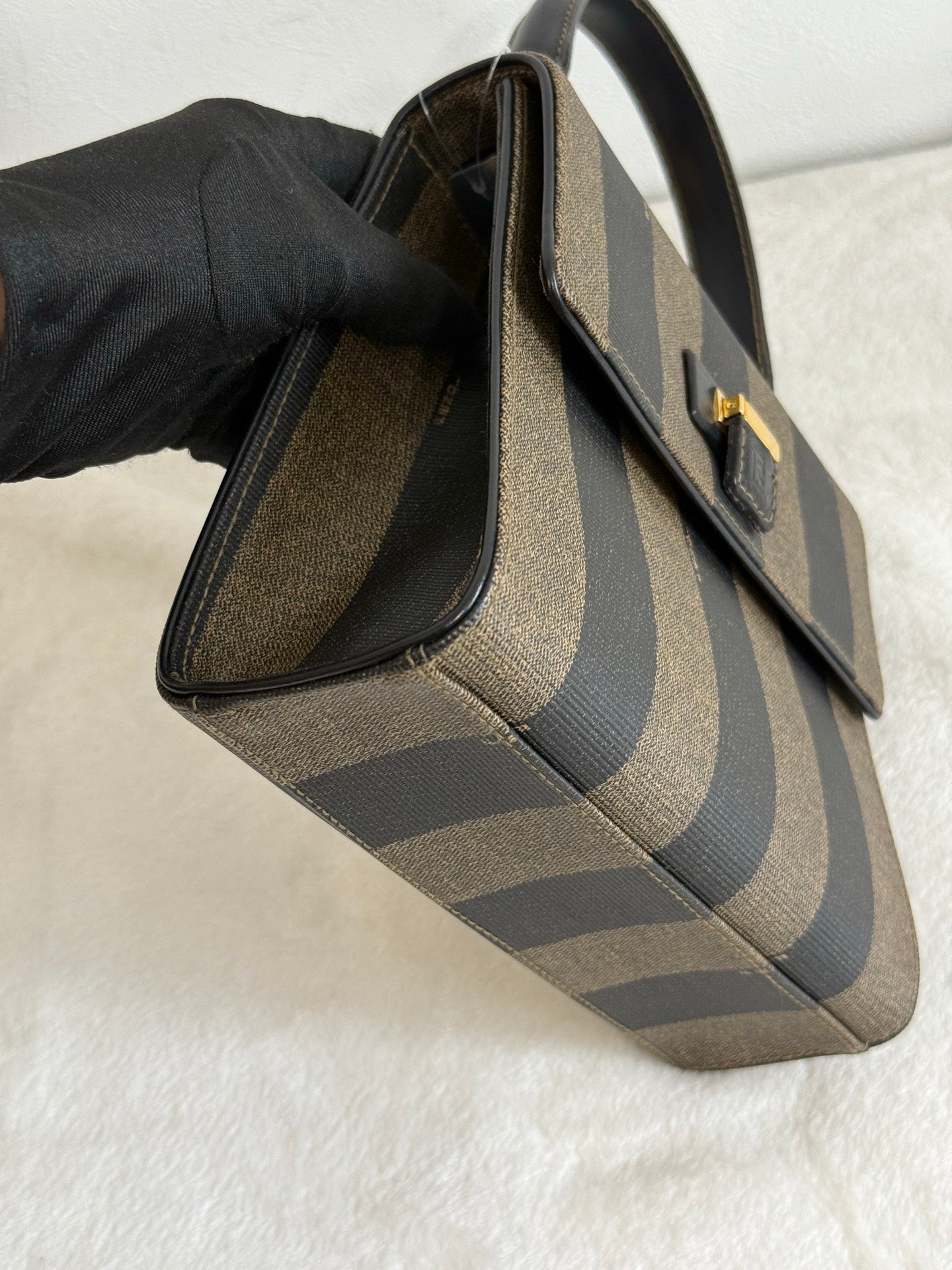 FENDI  Mini Kelly Style Pequin Stripe Shoulder bag