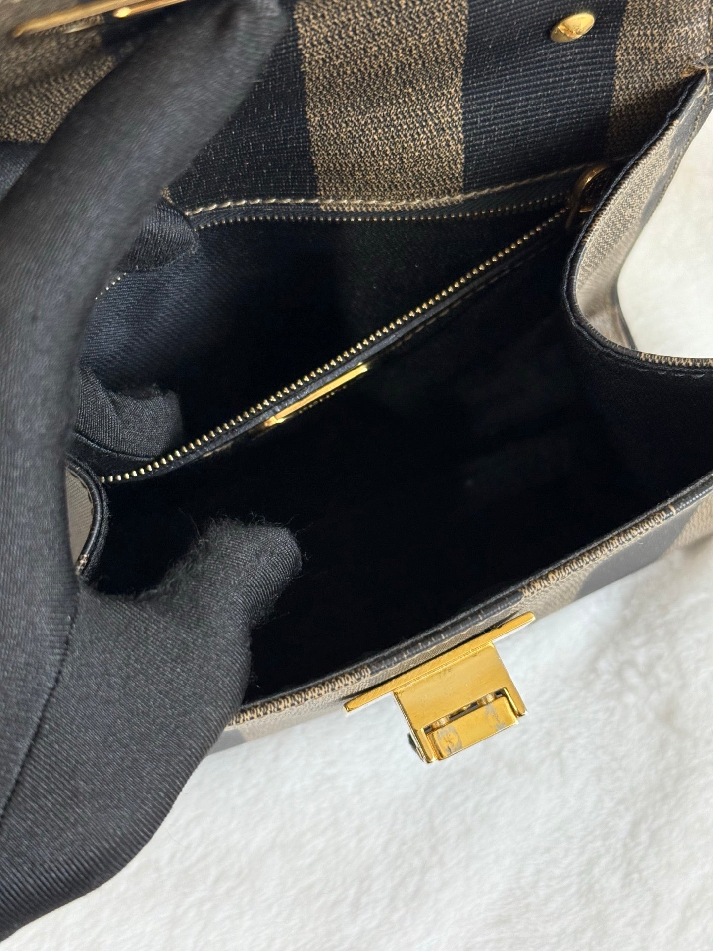 FENDI  Mini Kelly Style Pequin Stripe Shoulder bag