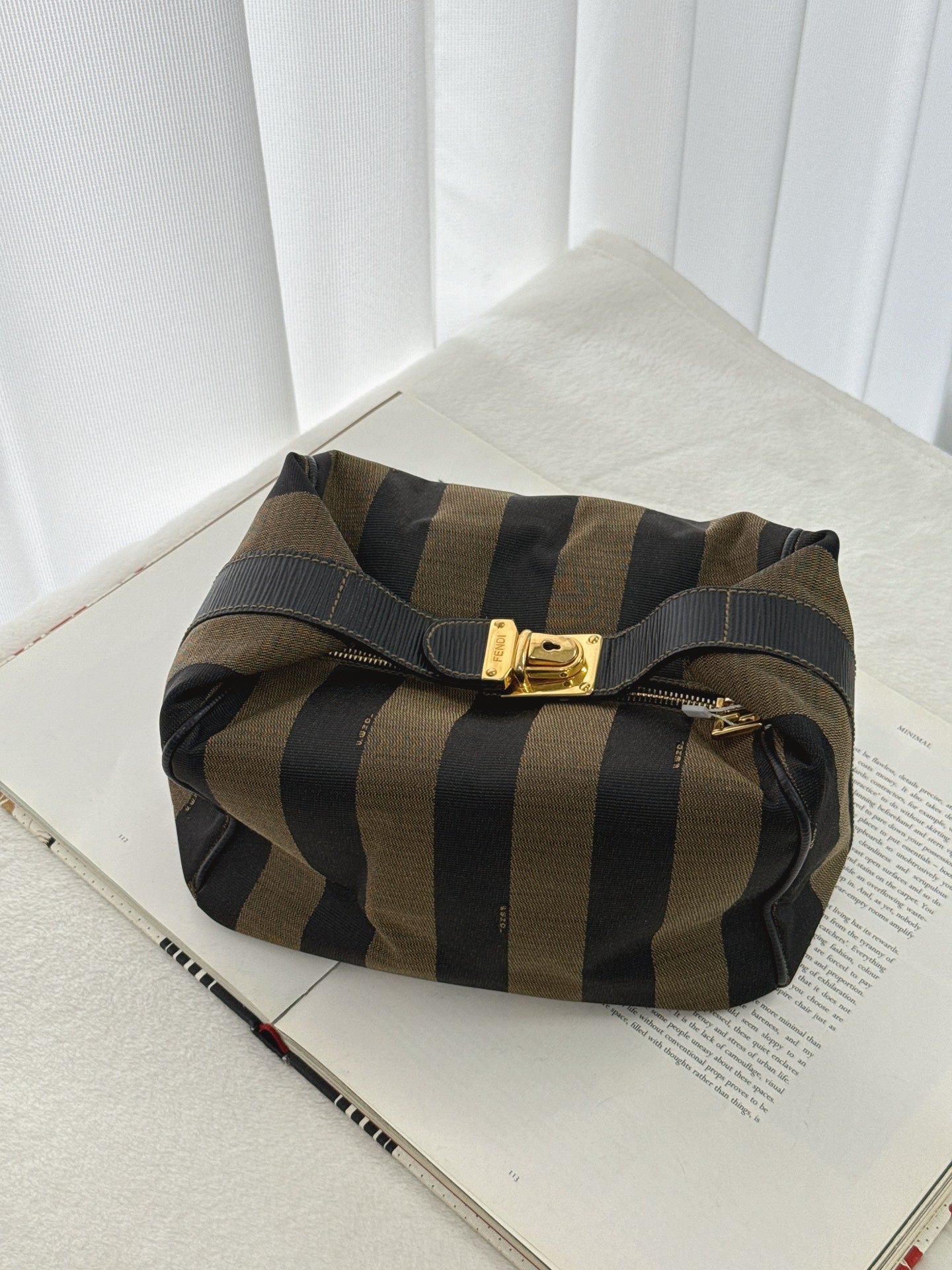 FENDI Pequin Stripe Box Bag