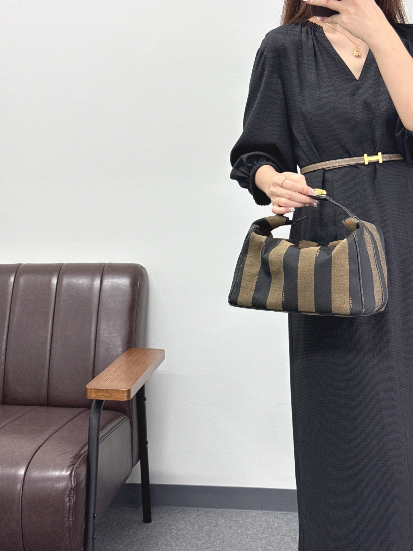 FENDI Pequin Stripe Box Bag