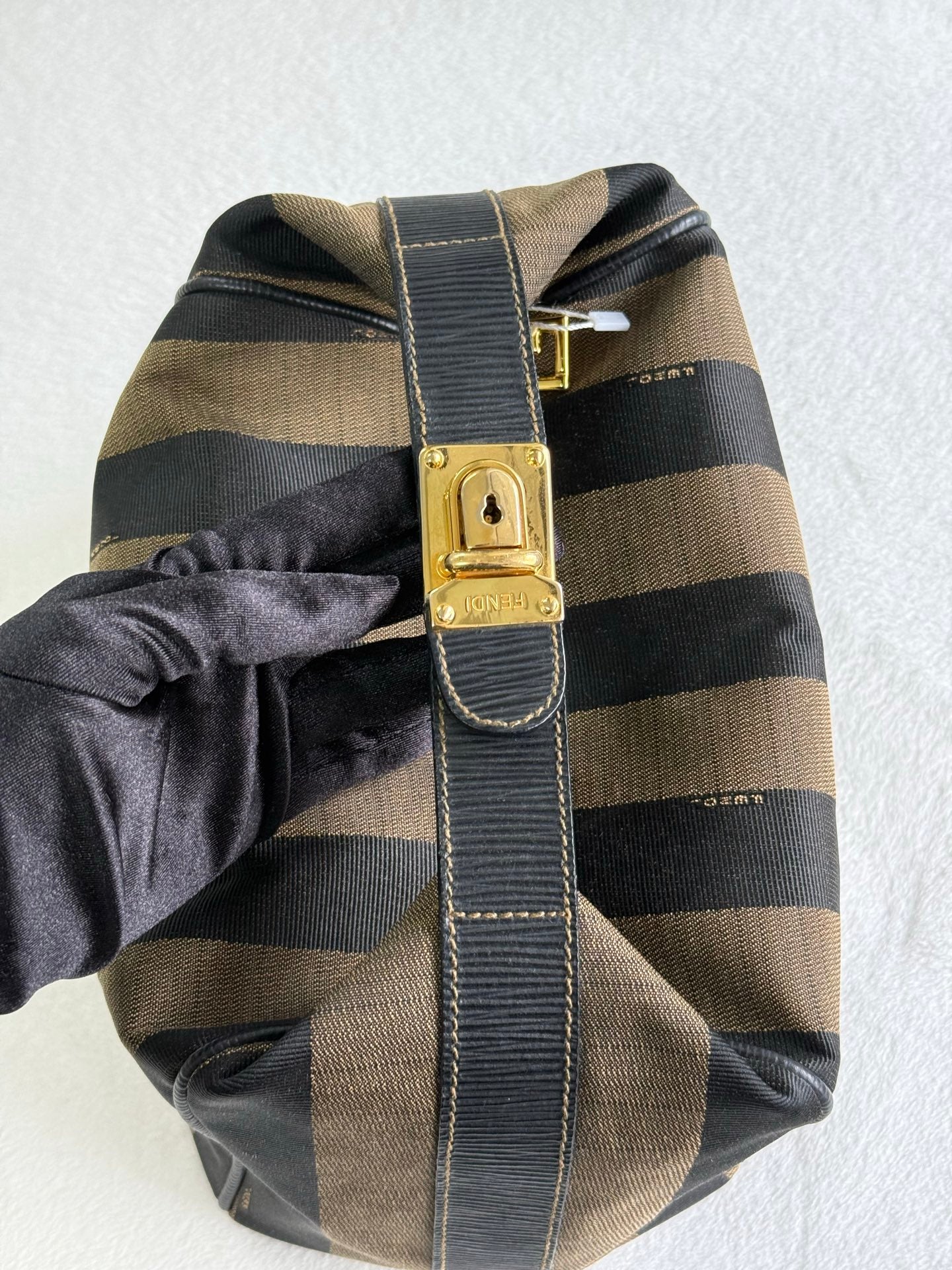 FENDI Pequin Stripe Box Bag