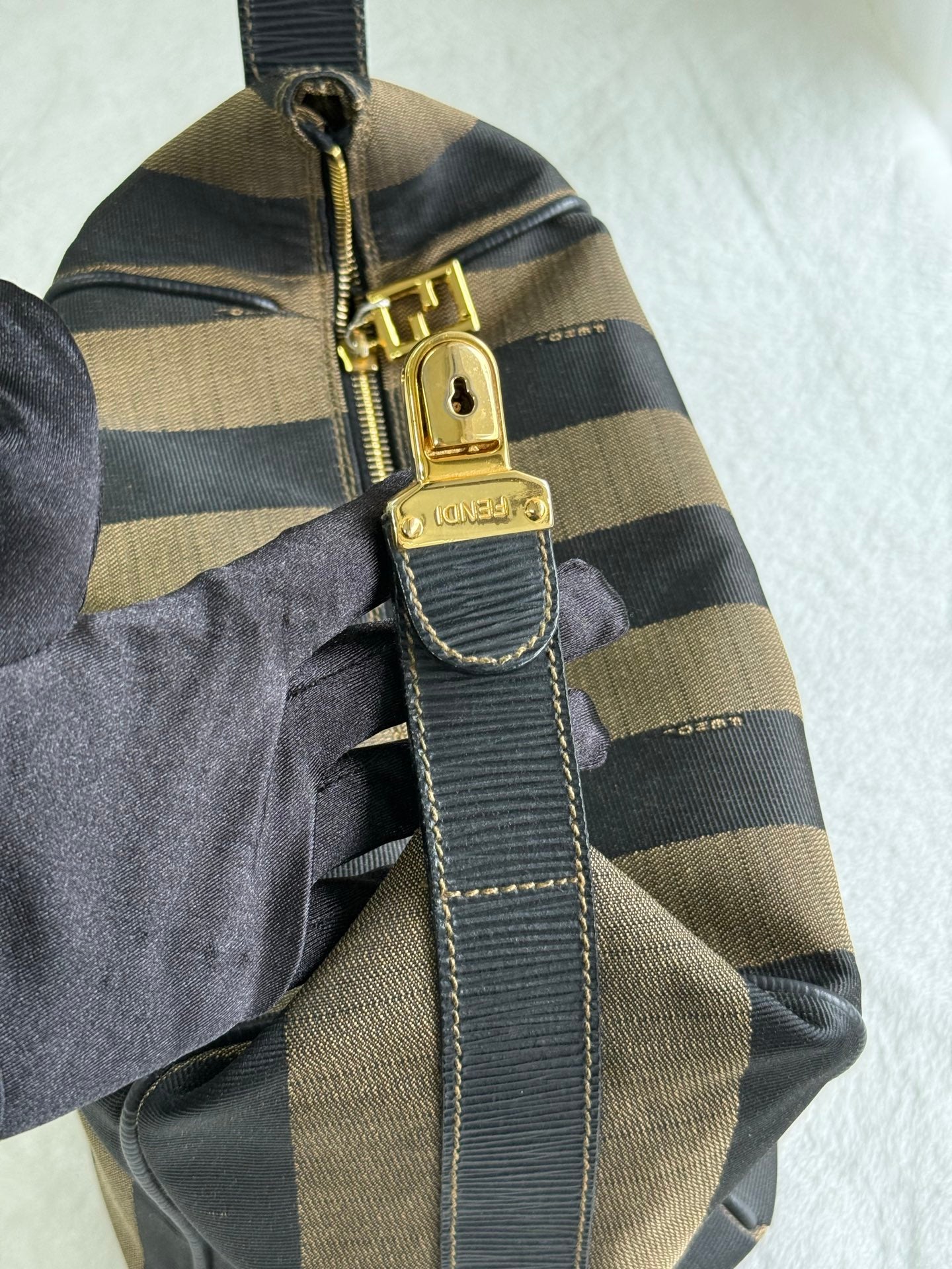 FENDI Pequin Stripe Box Bag