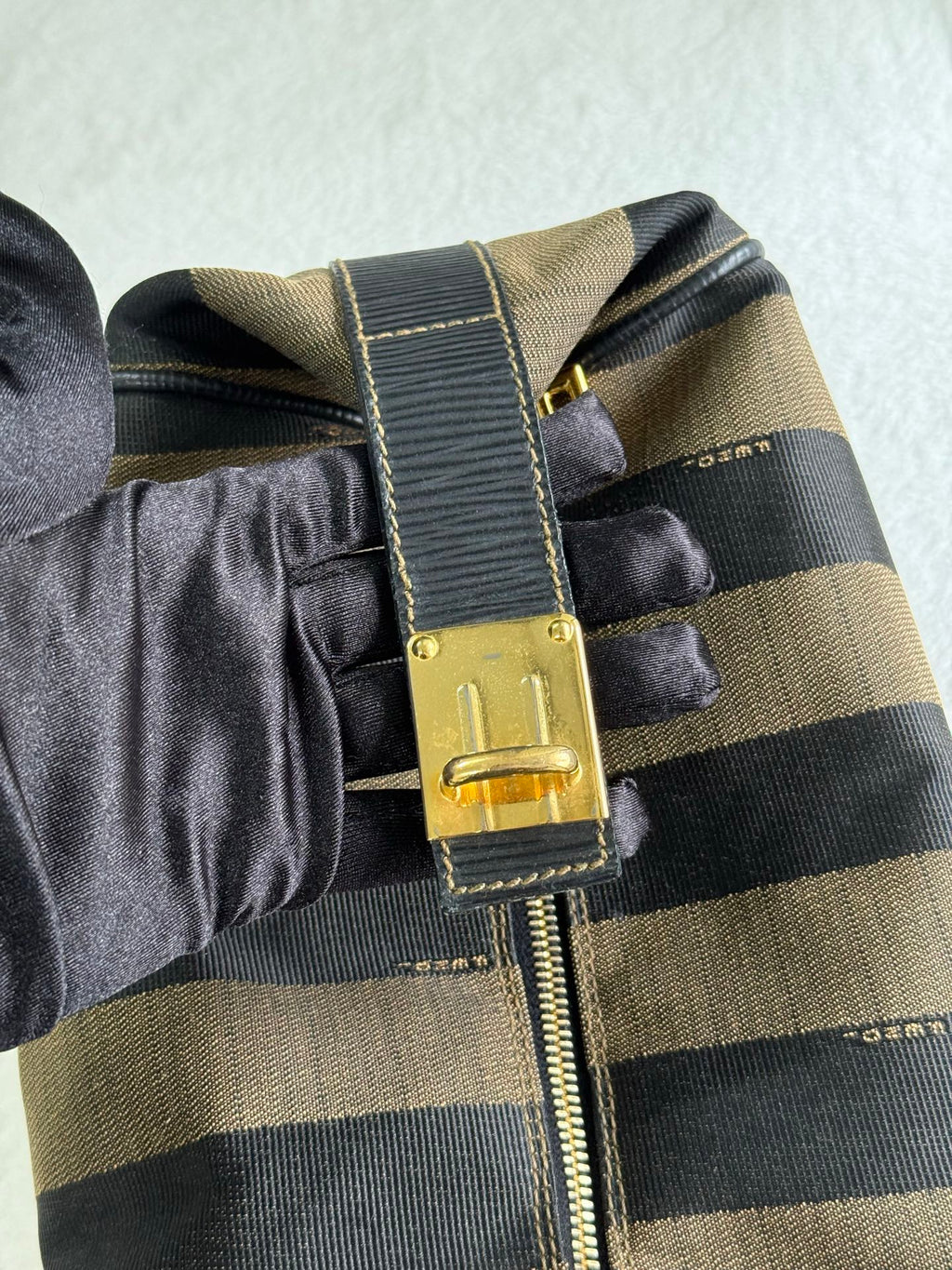 FENDI Pequin Stripe Box Bag