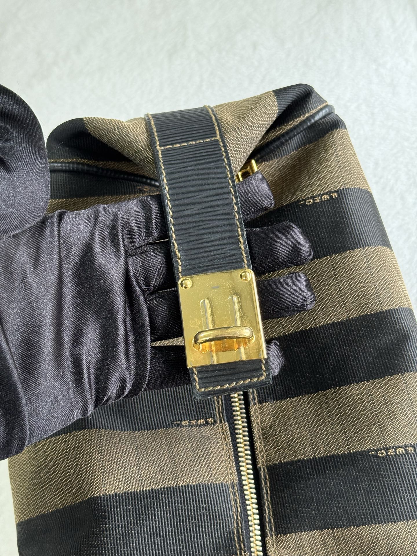 FENDI Pequin Stripe Box Bag