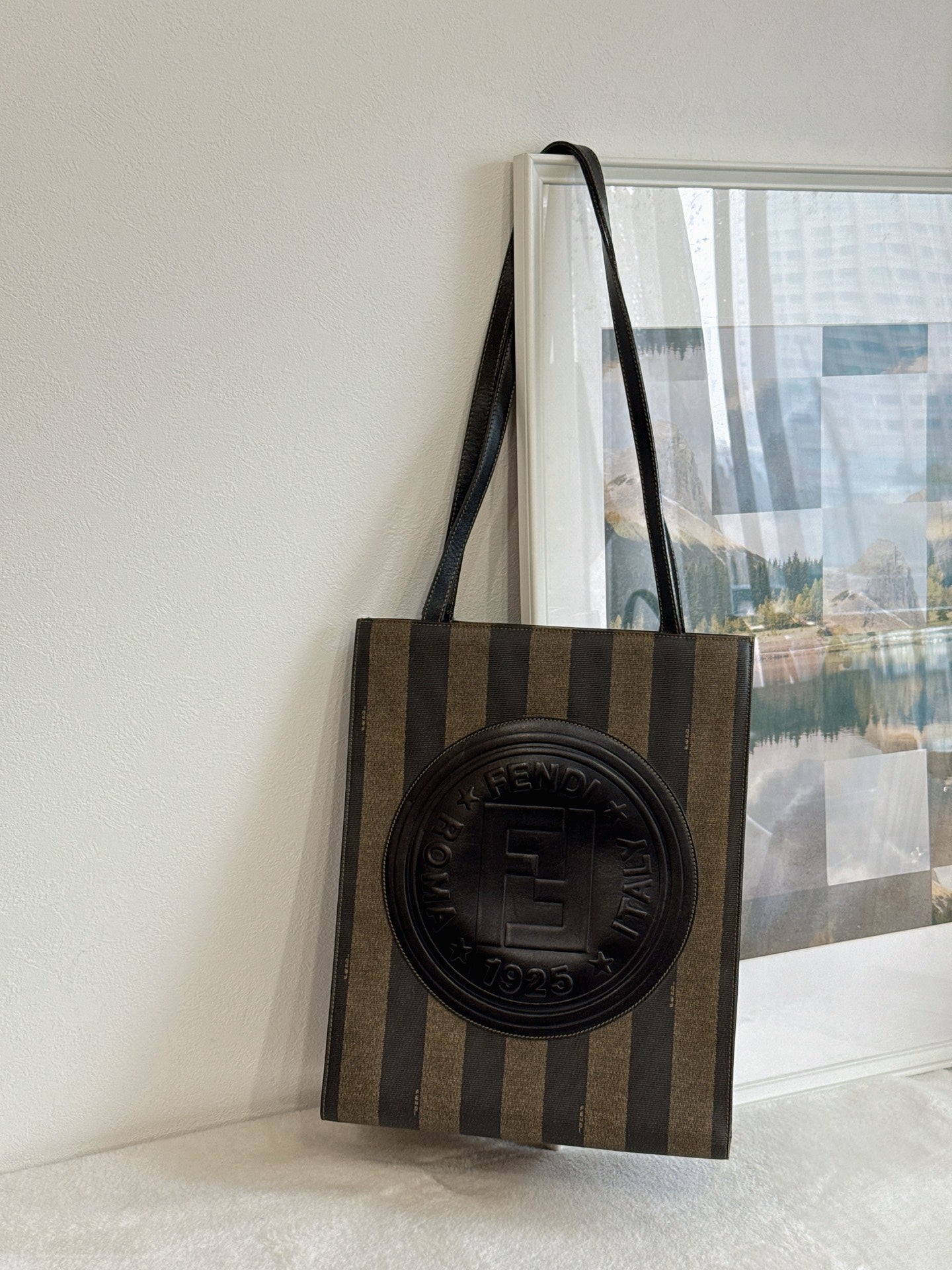 FENDI Pequin Stripe Pochette Bag