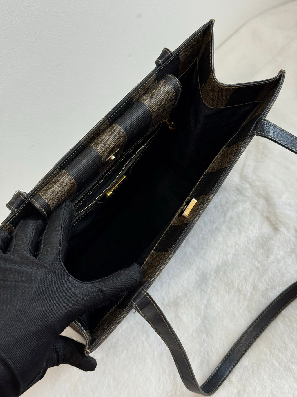 FENDI Pequin Stripe Pochette Bag