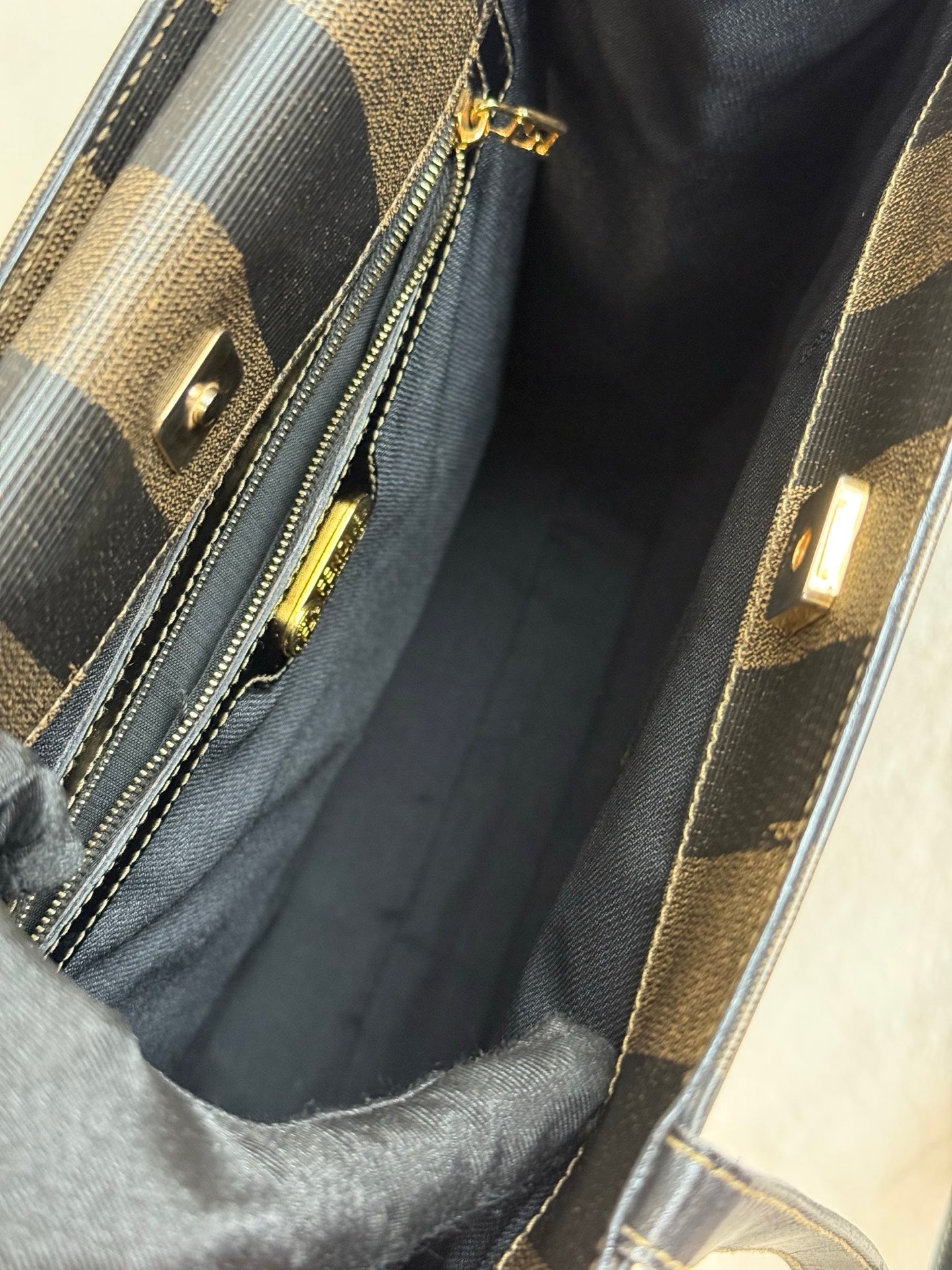 FENDI Pequin Stripe Pochette Bag