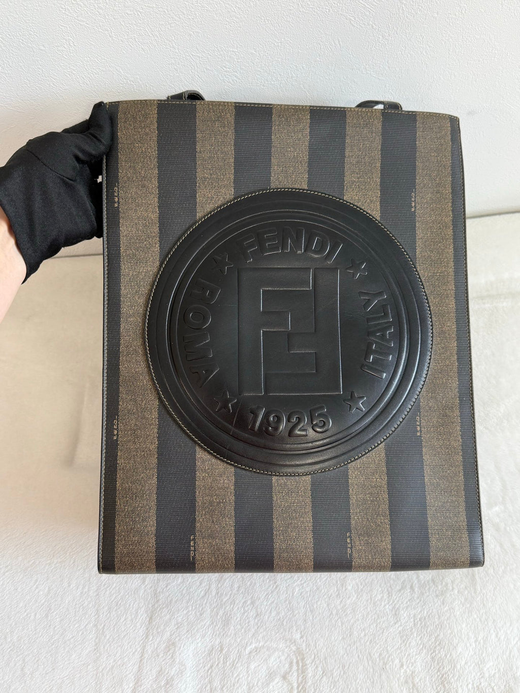 FENDI Pequin Stripe Pochette Bag