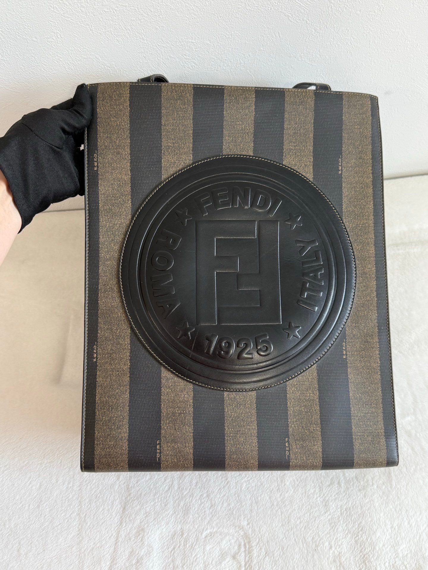 FENDI Pequin Stripe Pochette Bag