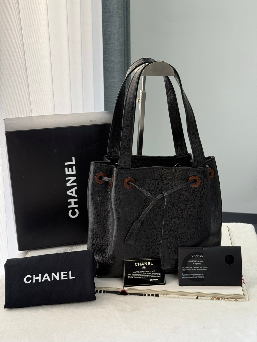 CHANEL Cavier Drawstring Bucket Bag
