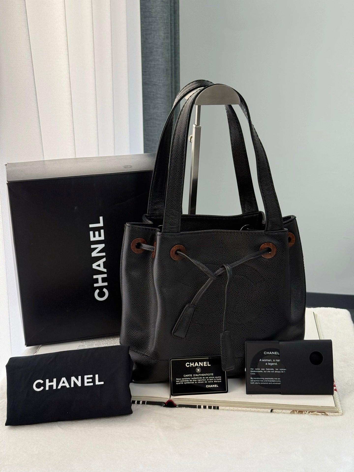 CHANEL Cavier Drawstring Bucket Bag