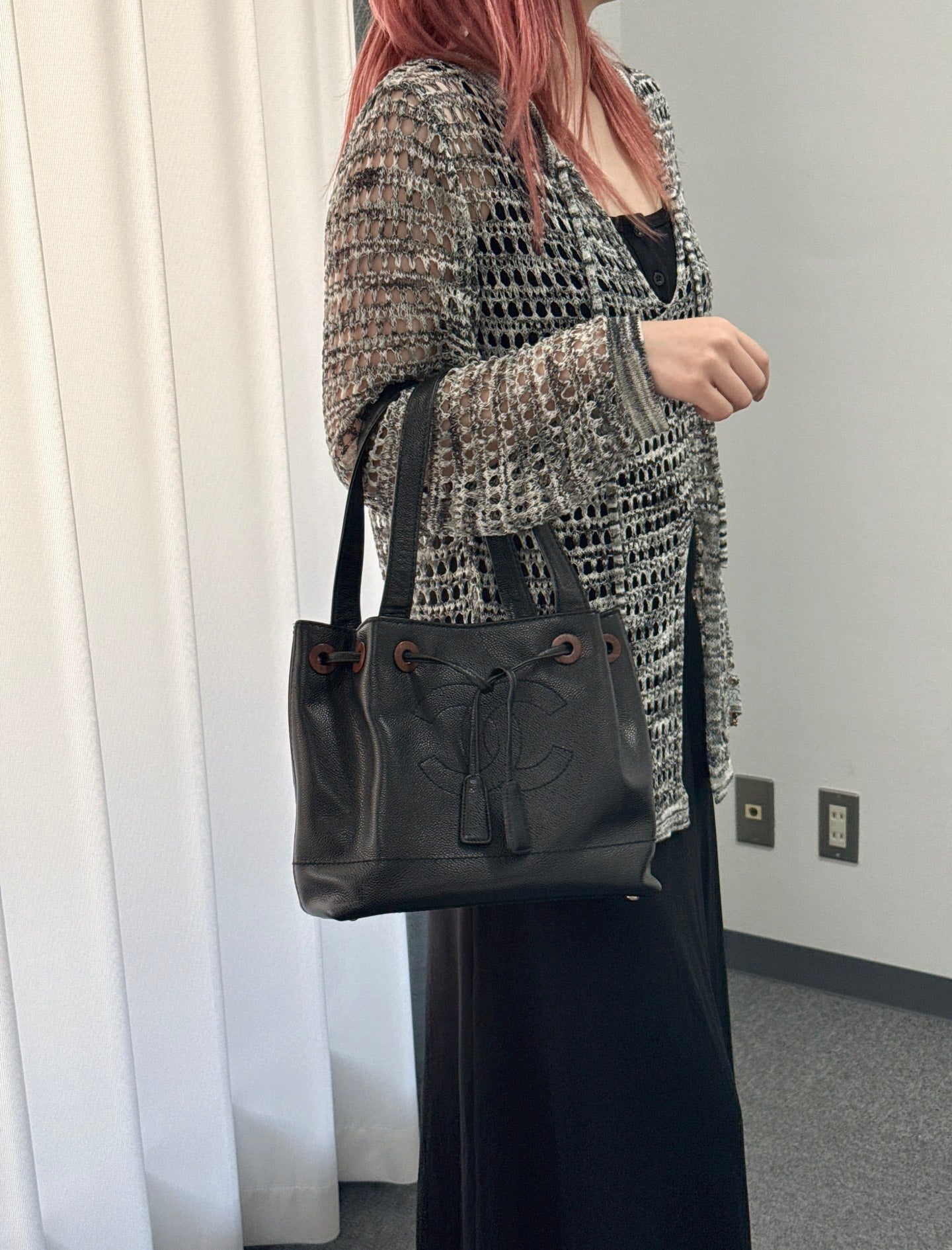 CHANEL Cavier Drawstring Bucket Bag