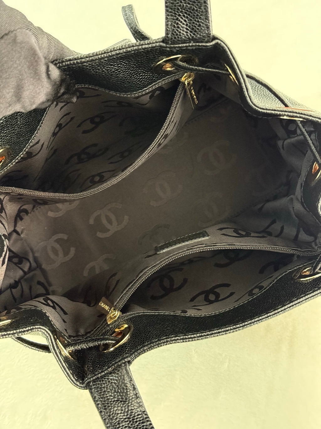 CHANEL Cavier Drawstring Bucket Bag