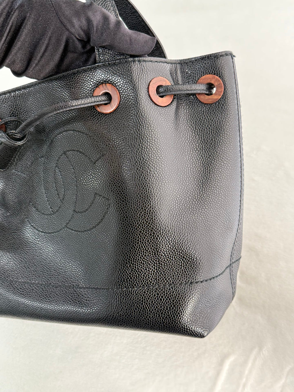 CHANEL Cavier Drawstring Bucket Bag