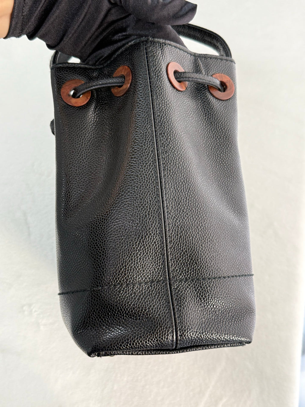 CHANEL Cavier Drawstring Bucket Bag