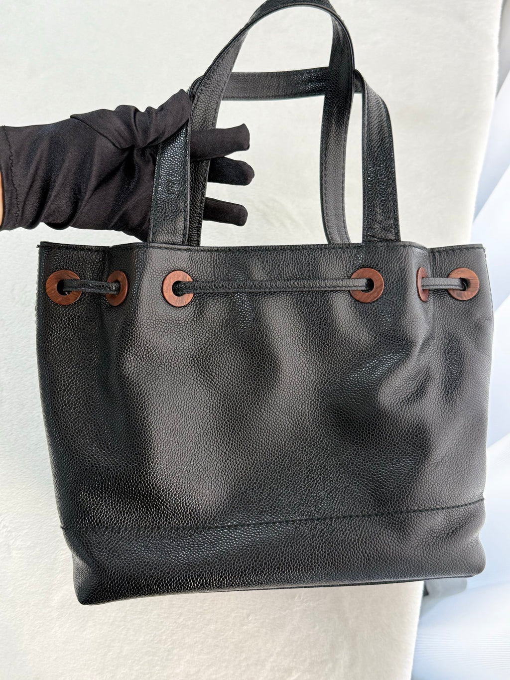 CHANEL Cavier Drawstring Bucket Bag
