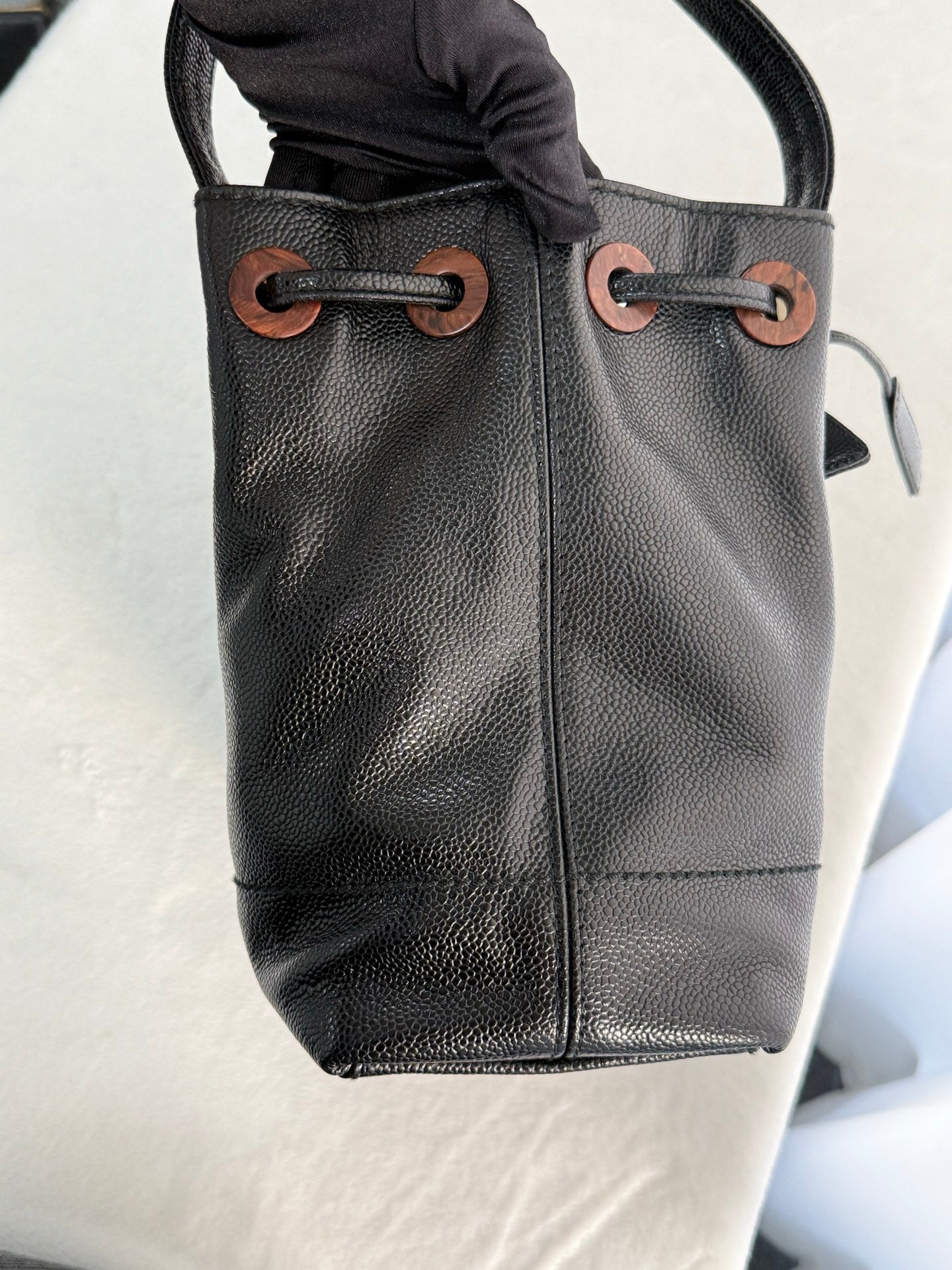 CHANEL Cavier Drawstring Bucket Bag