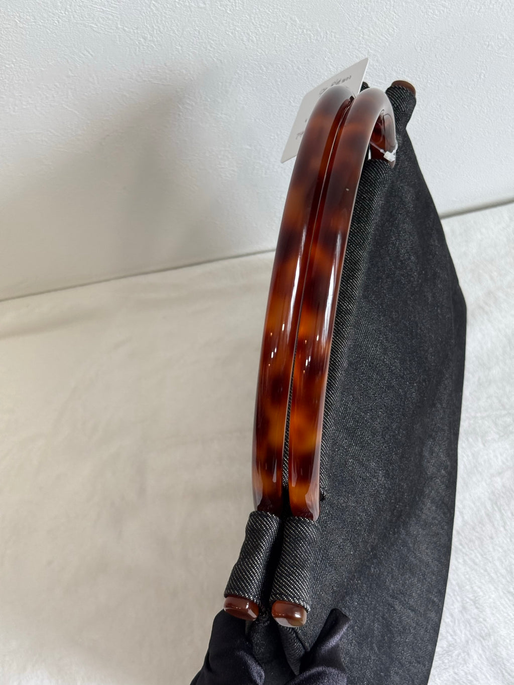 CHANEL Tortoiseshell-handle Denim Hand Bag