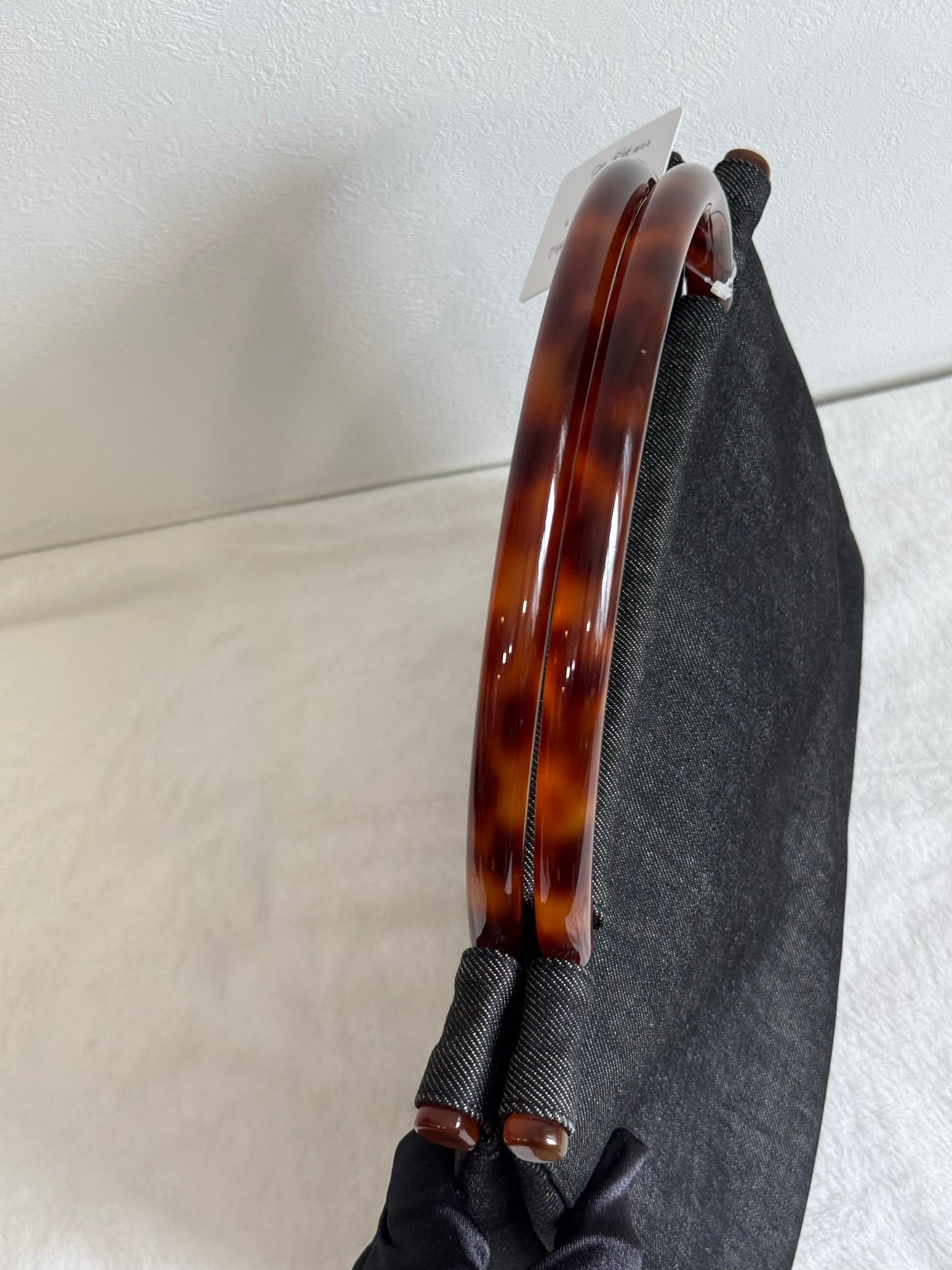 CHANEL Tortoiseshell-handle Denim Hand Bag
