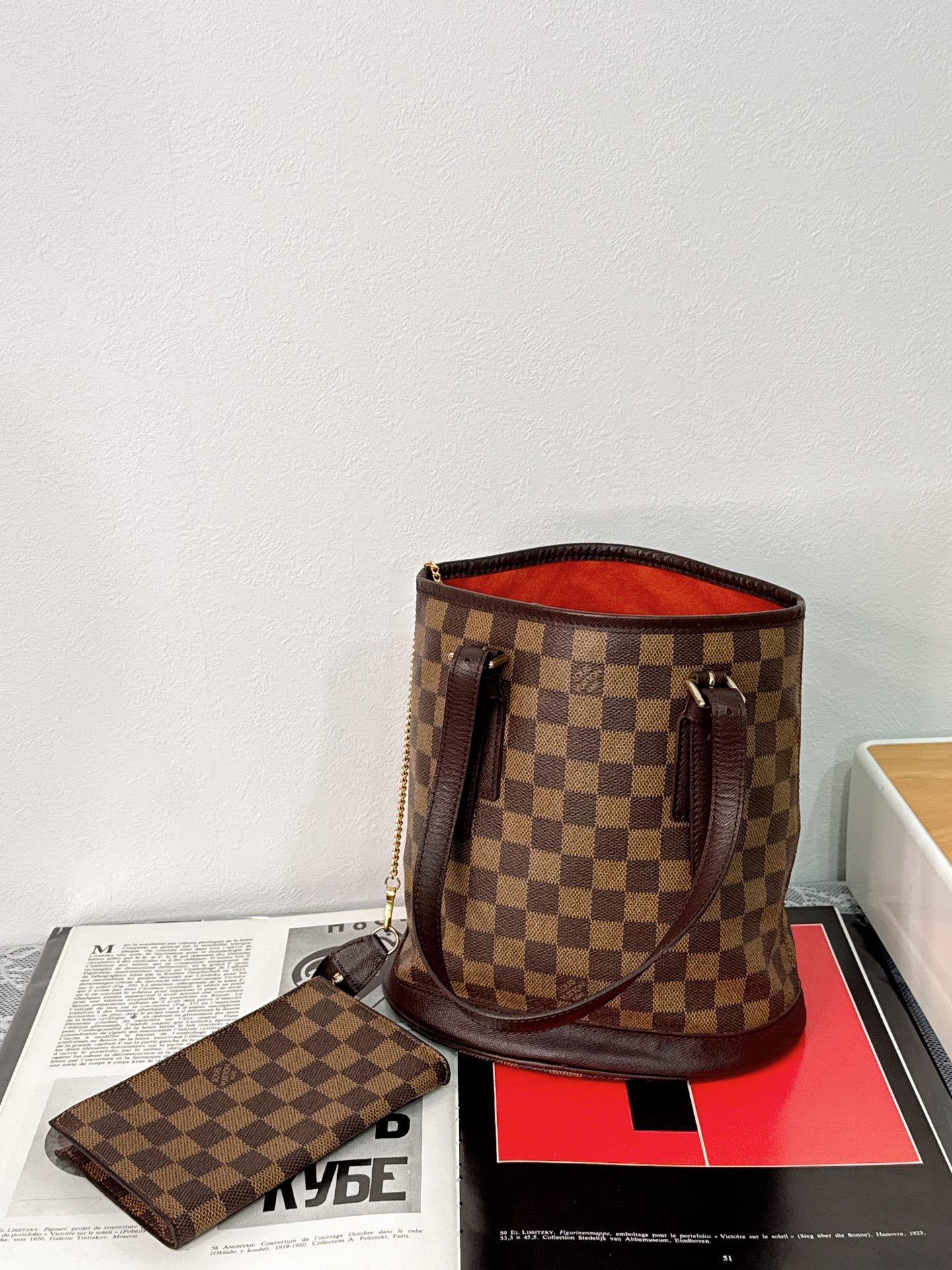 LOUIS VUITTON Damier Bucket Set Bag
