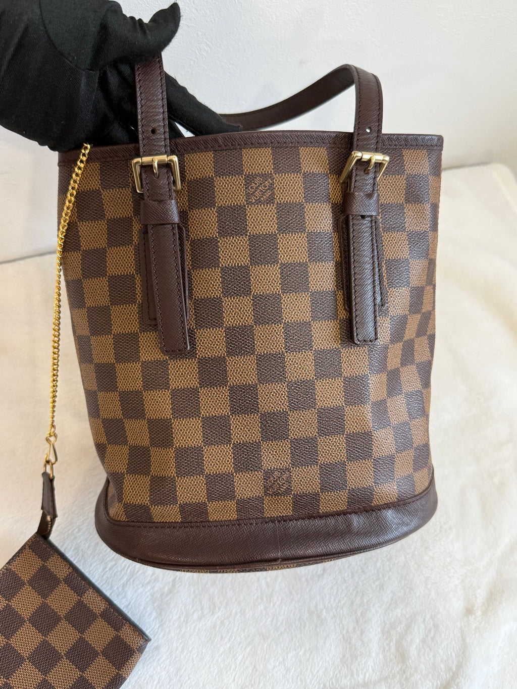 LOUIS VUITTON Damier Bucket Set Bag