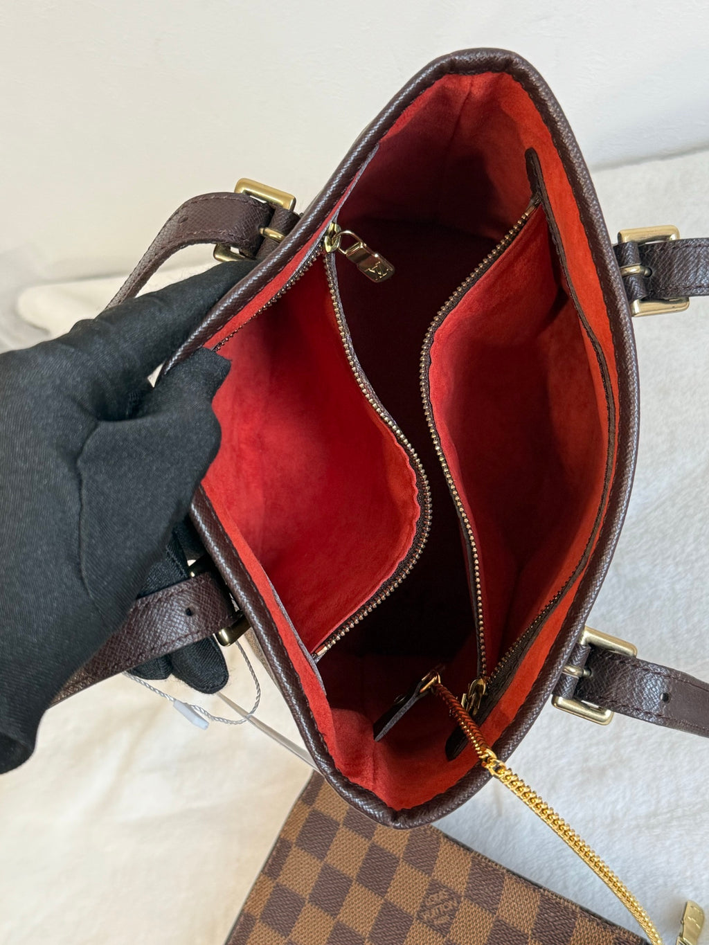 LOUIS VUITTON Damier Bucket Set Bag