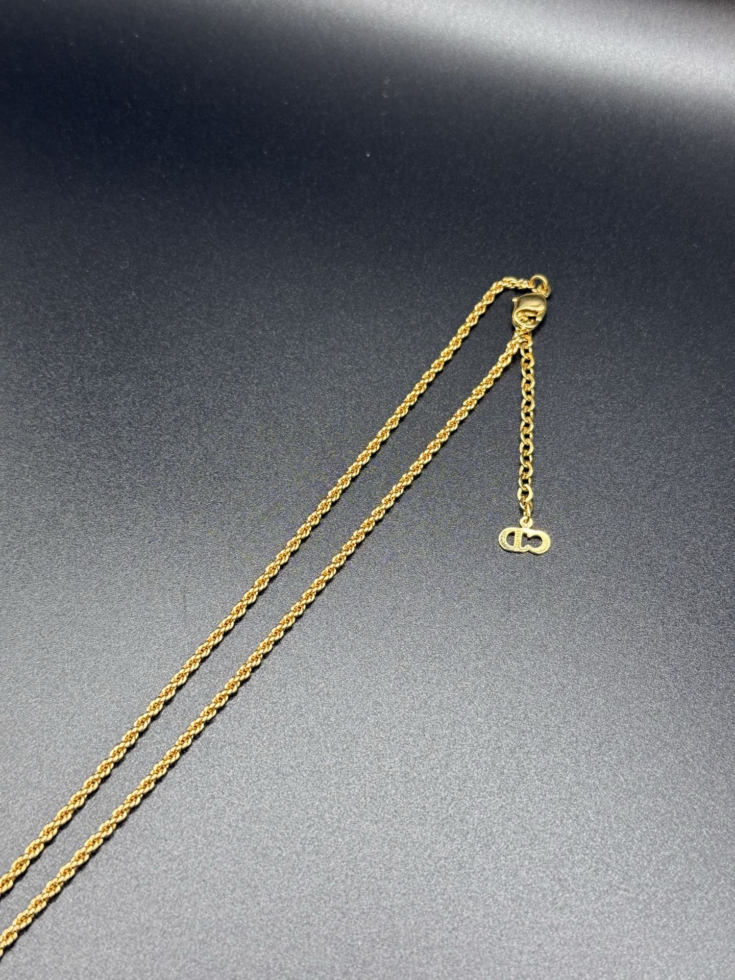 DIOR Vintage Necklace Rhinestone Emblem Logo
