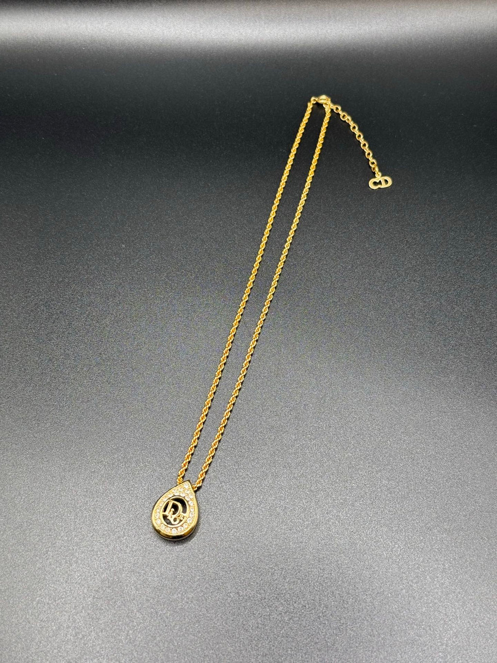 DIOR Vintage Necklace Rhinestone Logo