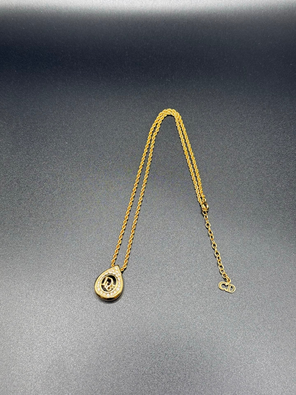 DIOR Vintage Necklace Rhinestone Logo