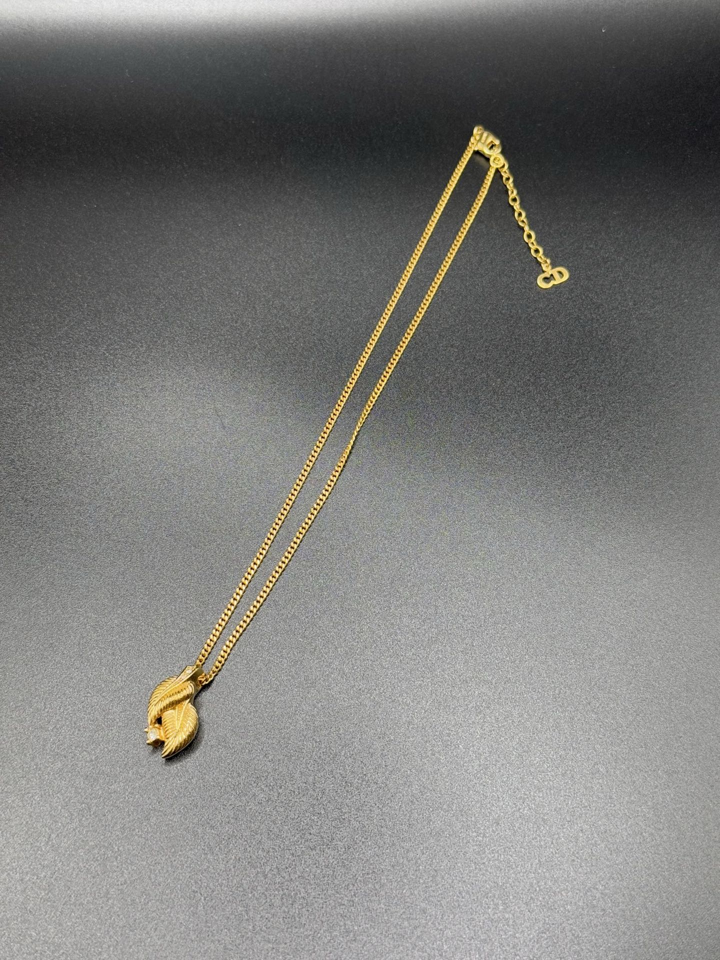 DIOR Vintage Necklace Leaves Shape Rhinestone