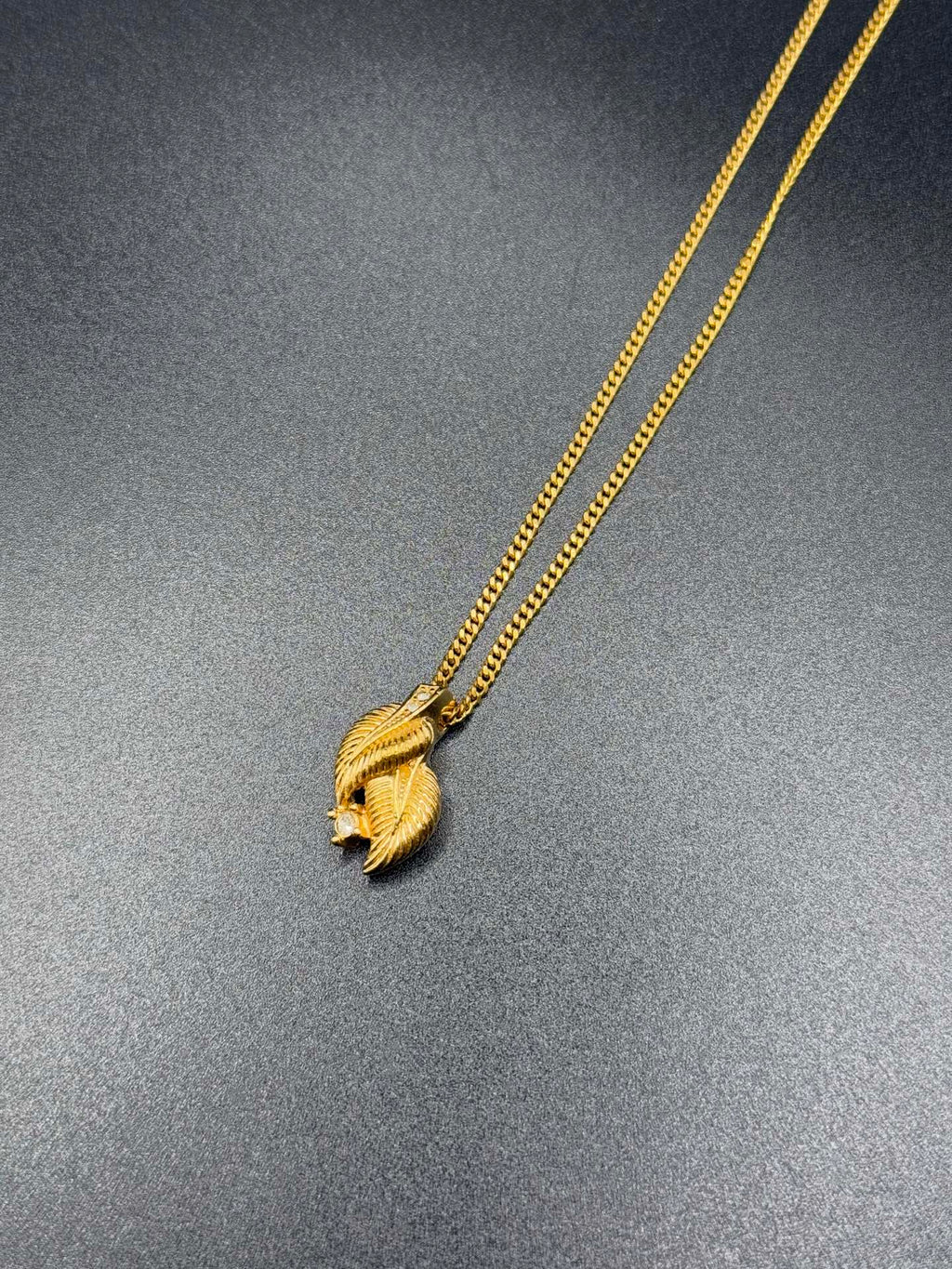 DIOR Vintage Necklace Leaves Shape Rhinestone