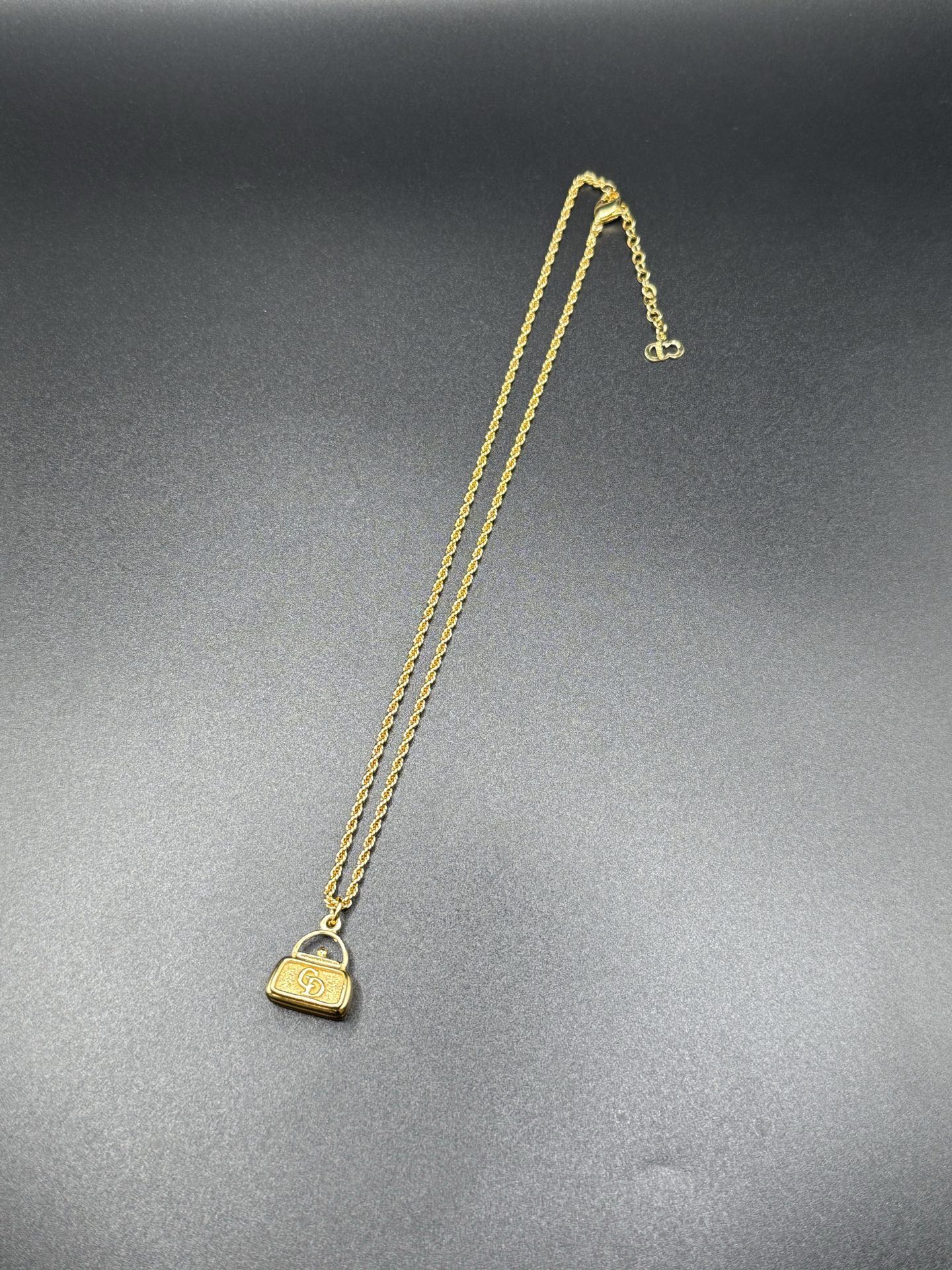 DIOR Vintage Necklace Handbag Shape Logo